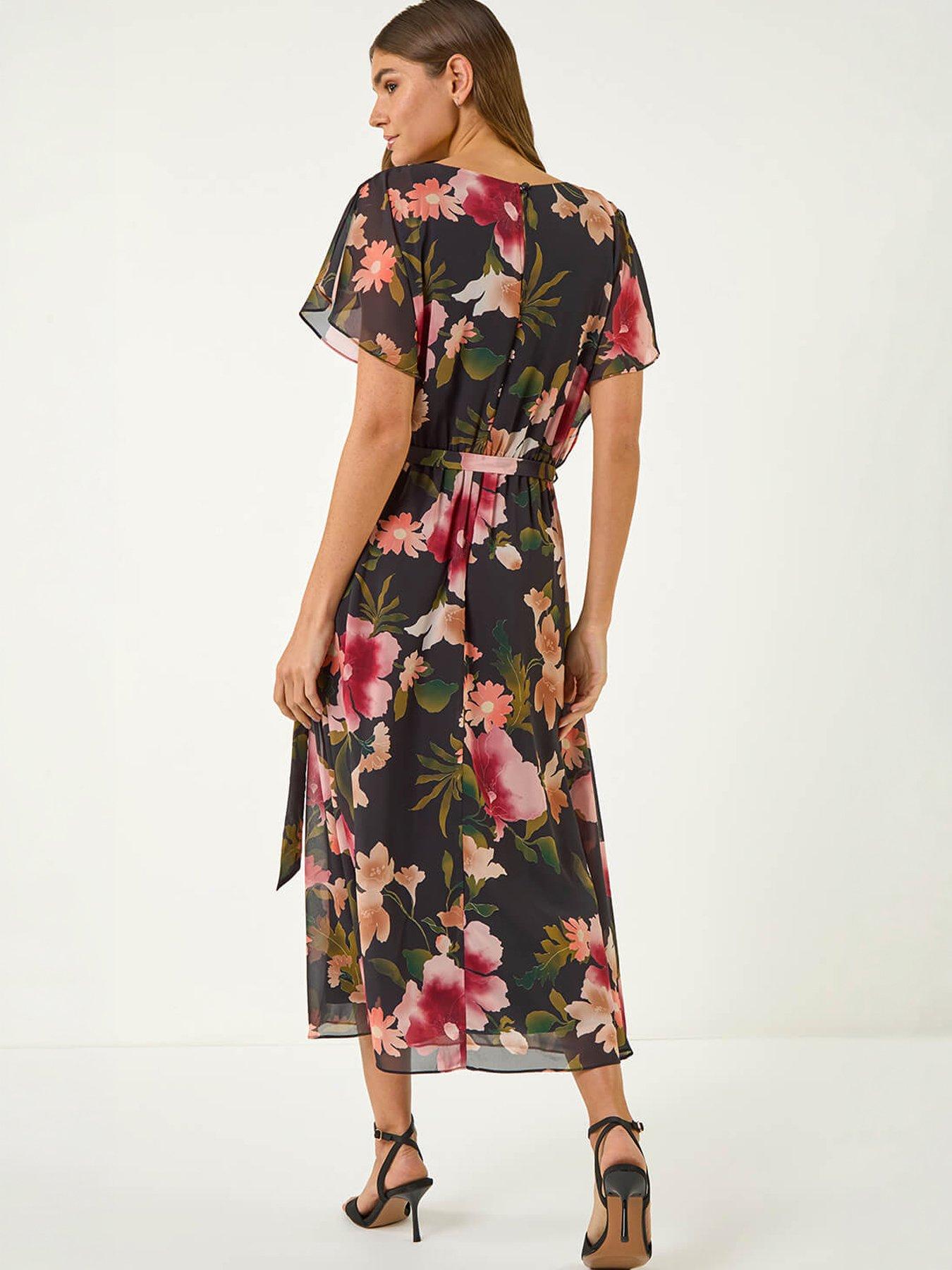 Image 4 of 5 of Roman Floral Split Sleeve Midi Dress