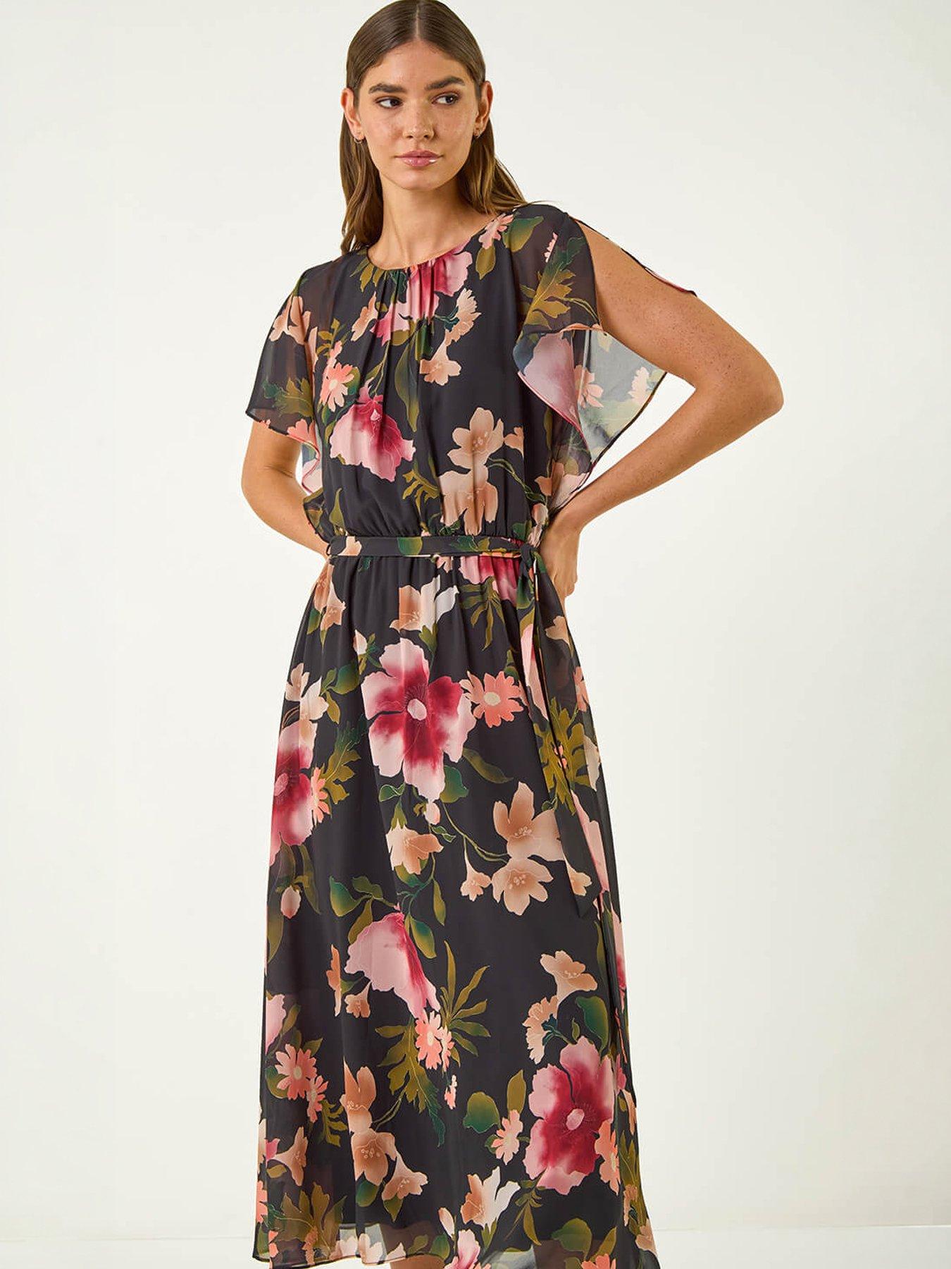 Image 5 of 5 of Roman Floral Split Sleeve Midi Dress