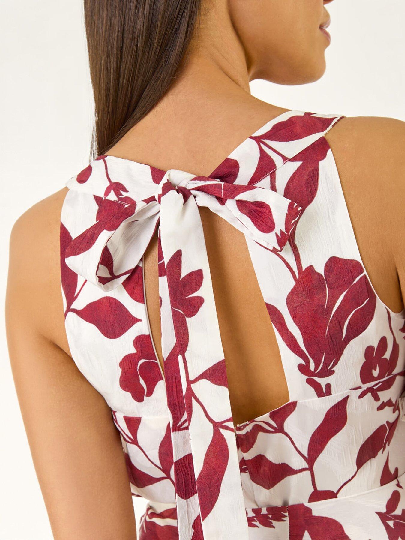 Image 2 of 5 of Roman Floral Jacquard Halter Dress