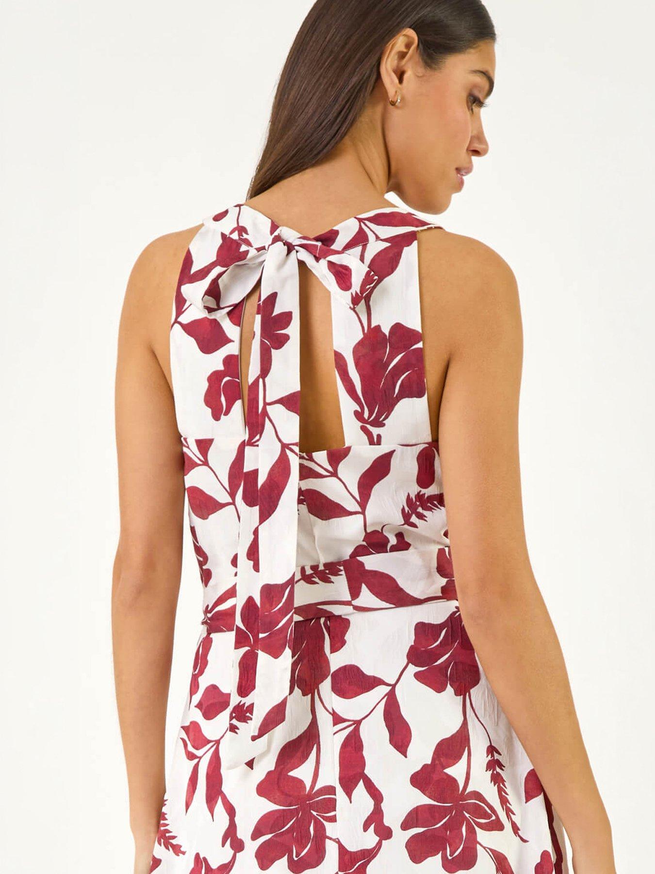 Image 3 of 5 of Roman Floral Jacquard Halter Dress