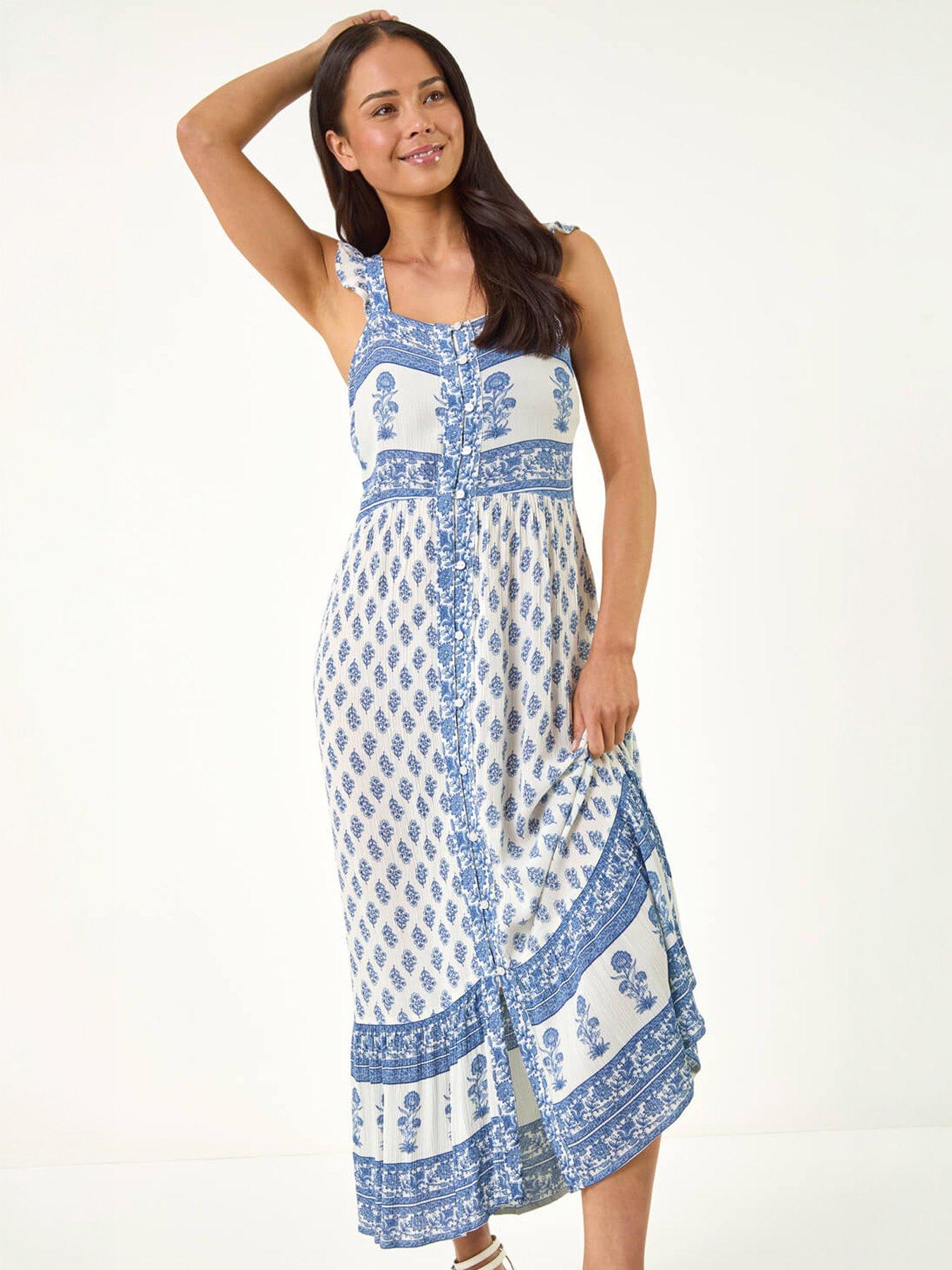 Roman Petite Floral Strappy Midi Dress