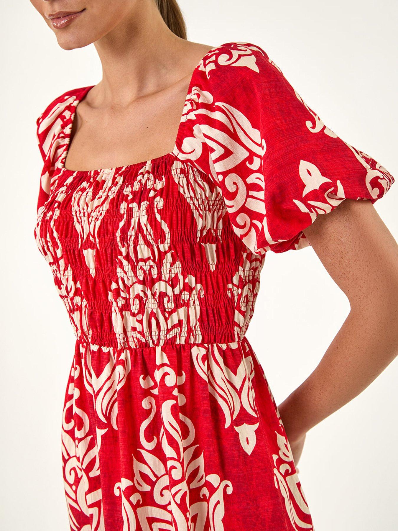 Image 2 of 5 of Roman Puff Sleeve Midi Dress