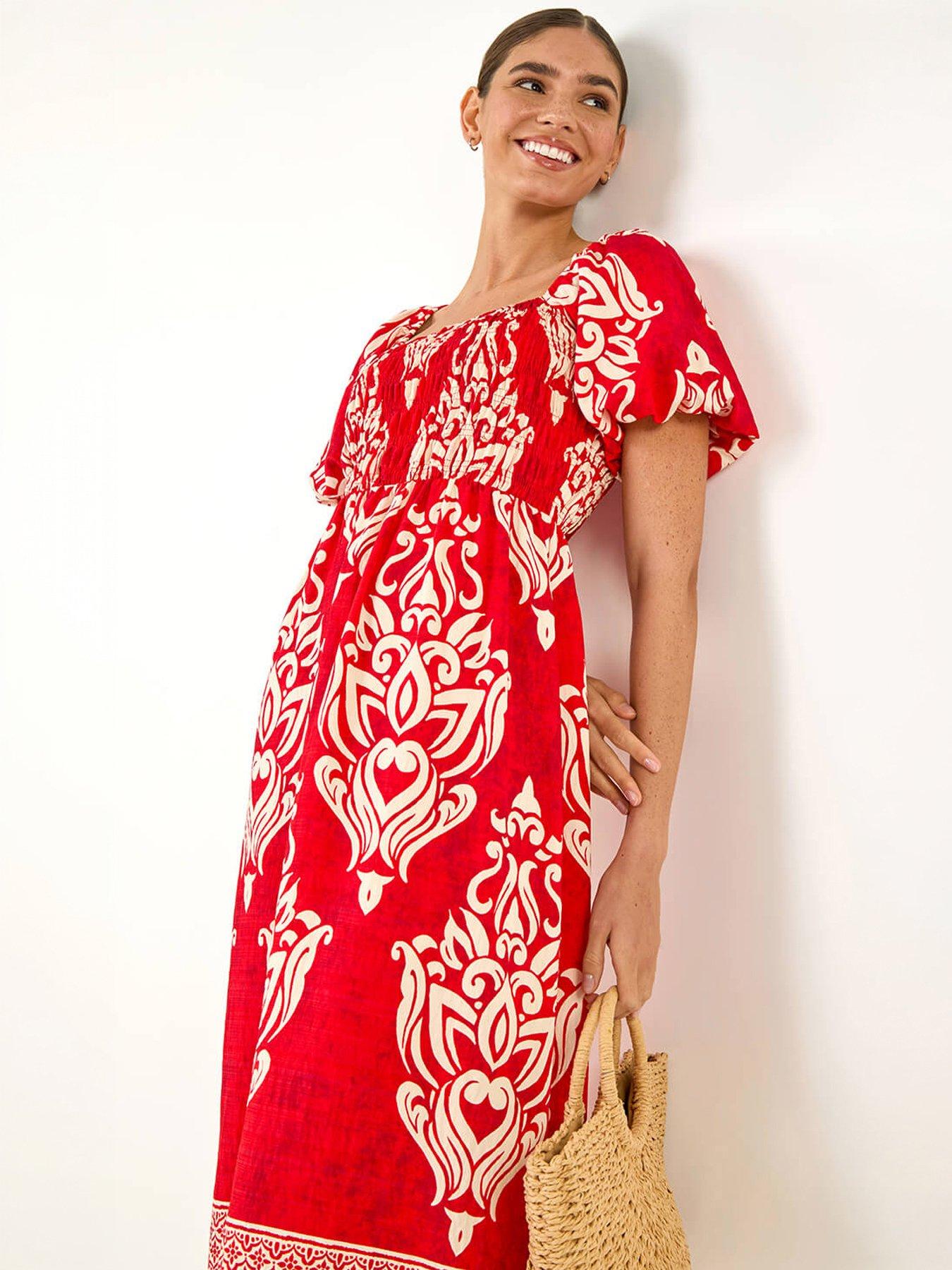 Image 3 of 5 of Roman Puff Sleeve Midi Dress