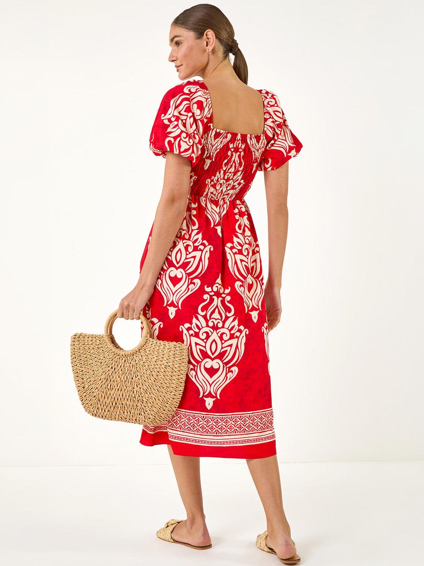 Image 4 of 5 of Roman Puff Sleeve Midi Dress