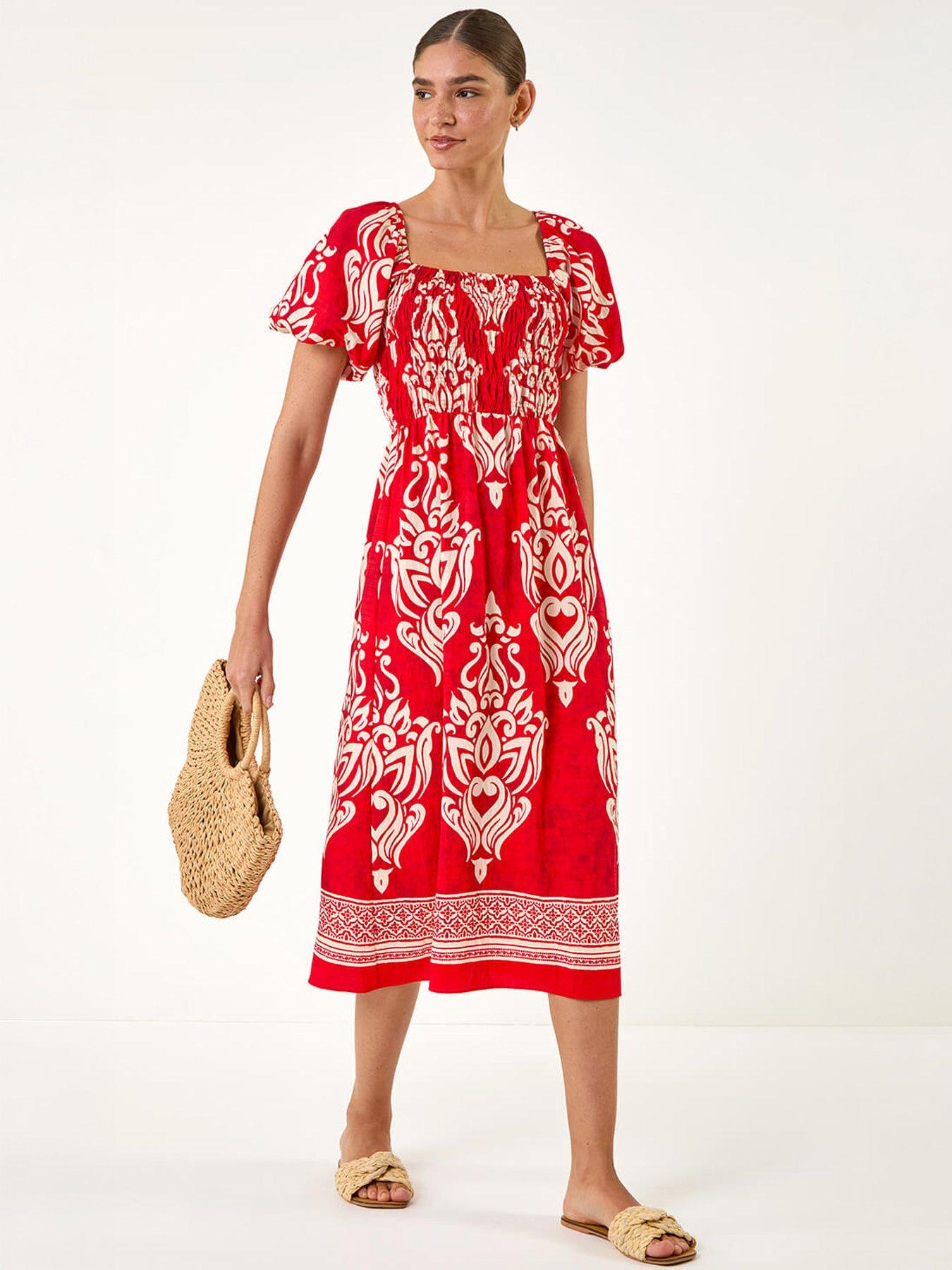 Image 5 of 5 of Roman Puff Sleeve Midi Dress