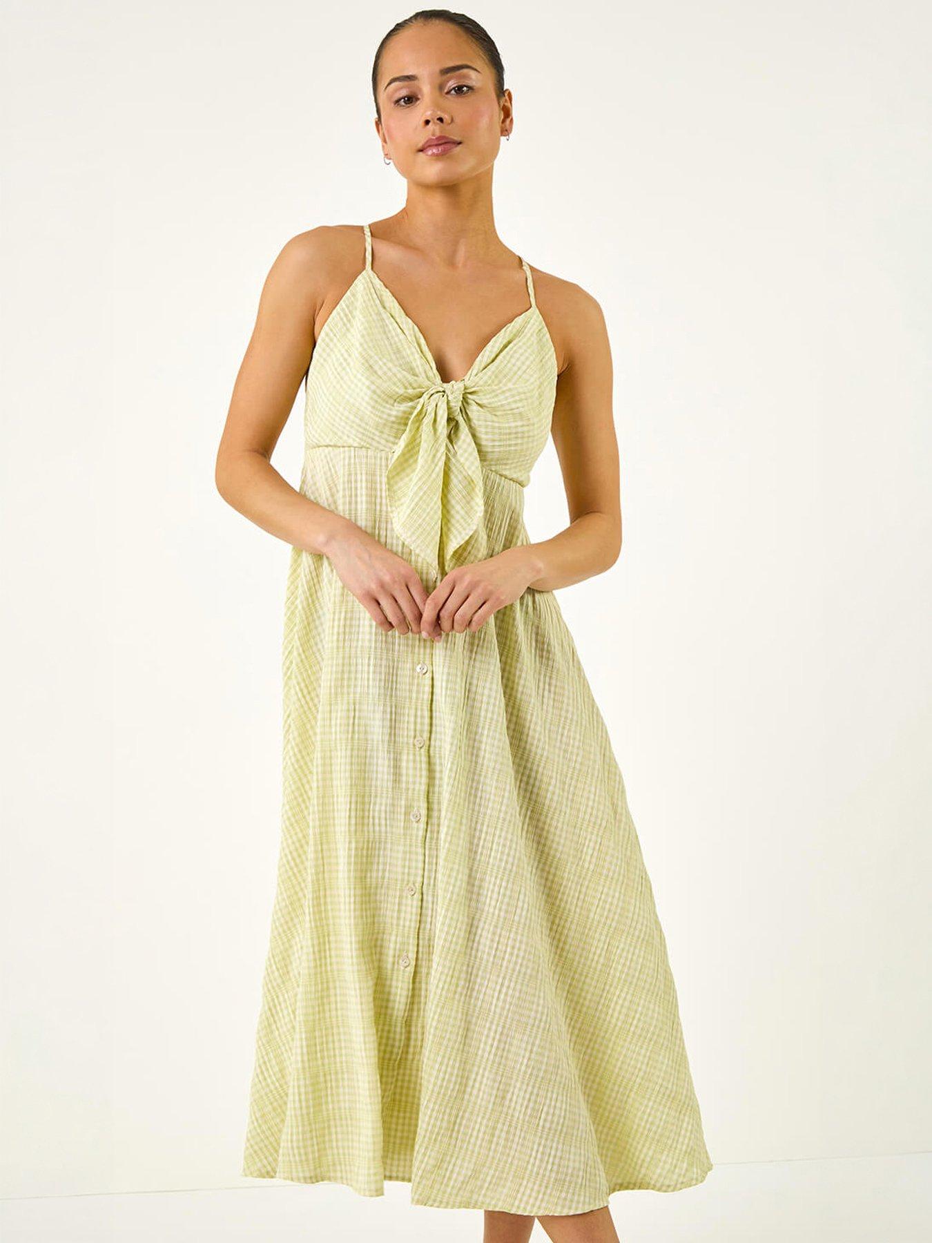 Roman Petite Gingham Twist Front Dress