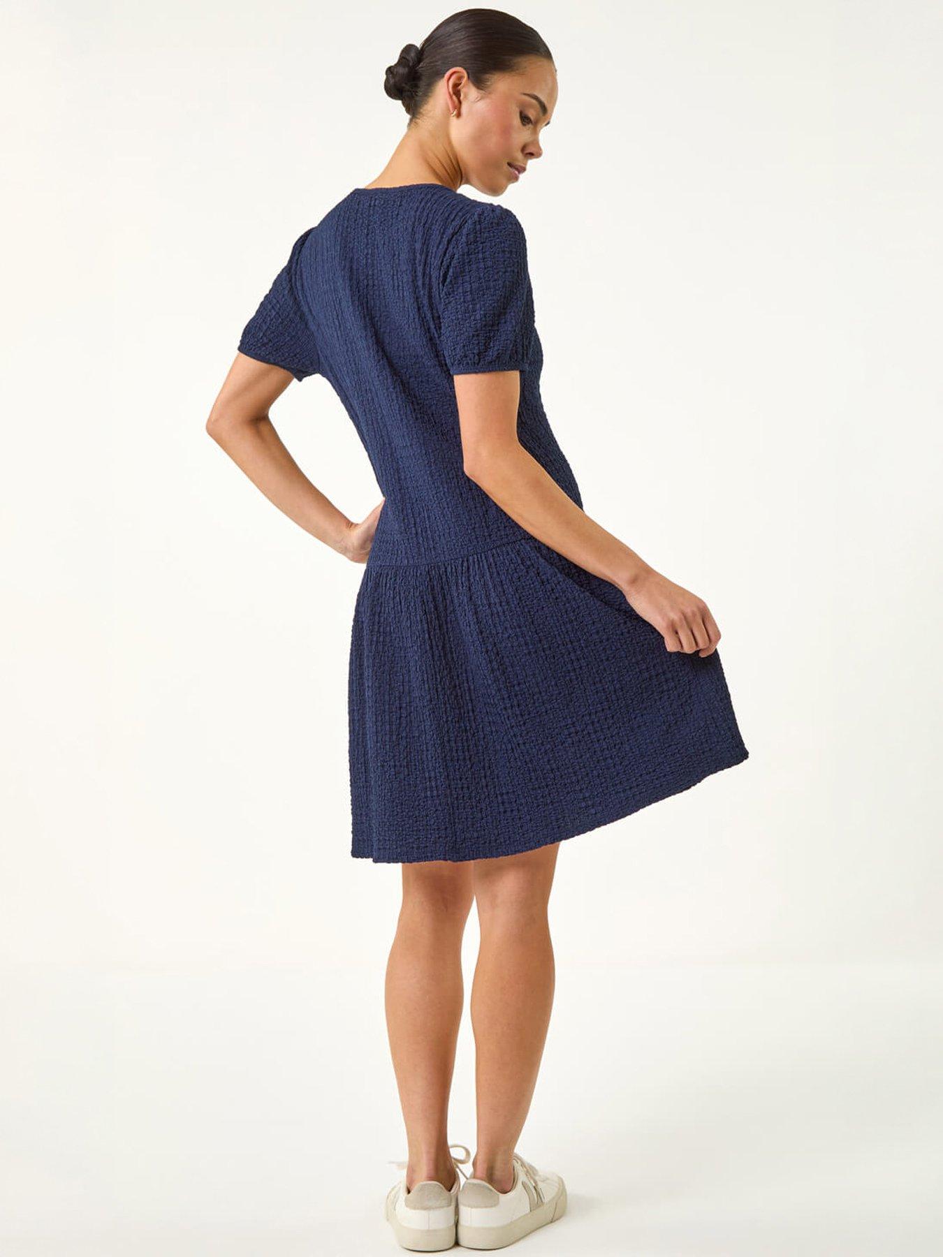 Image 4 of 5 of Roman Petite Textured Low Hem Dress