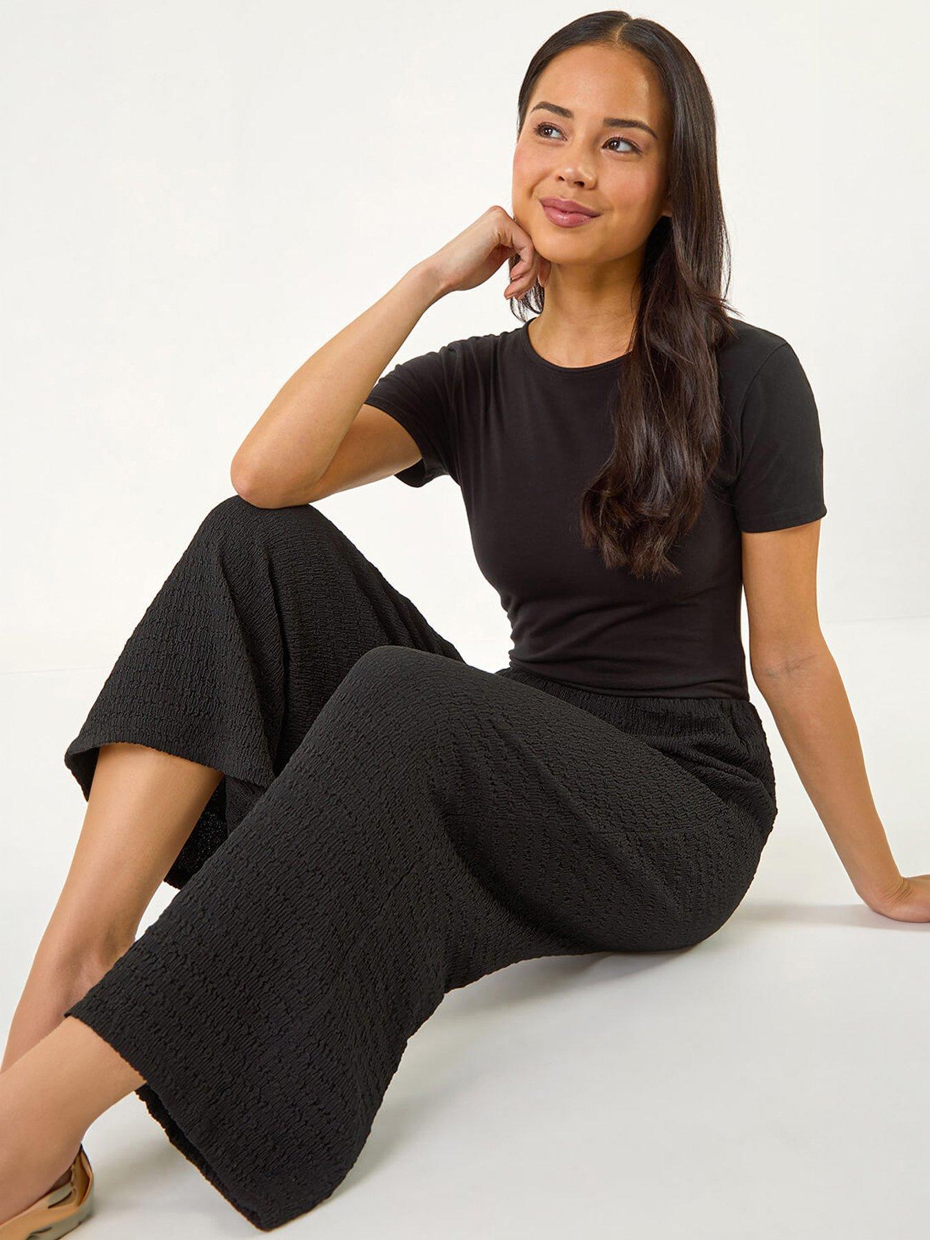Roman Petite Textured Cropped Stretch Trouser