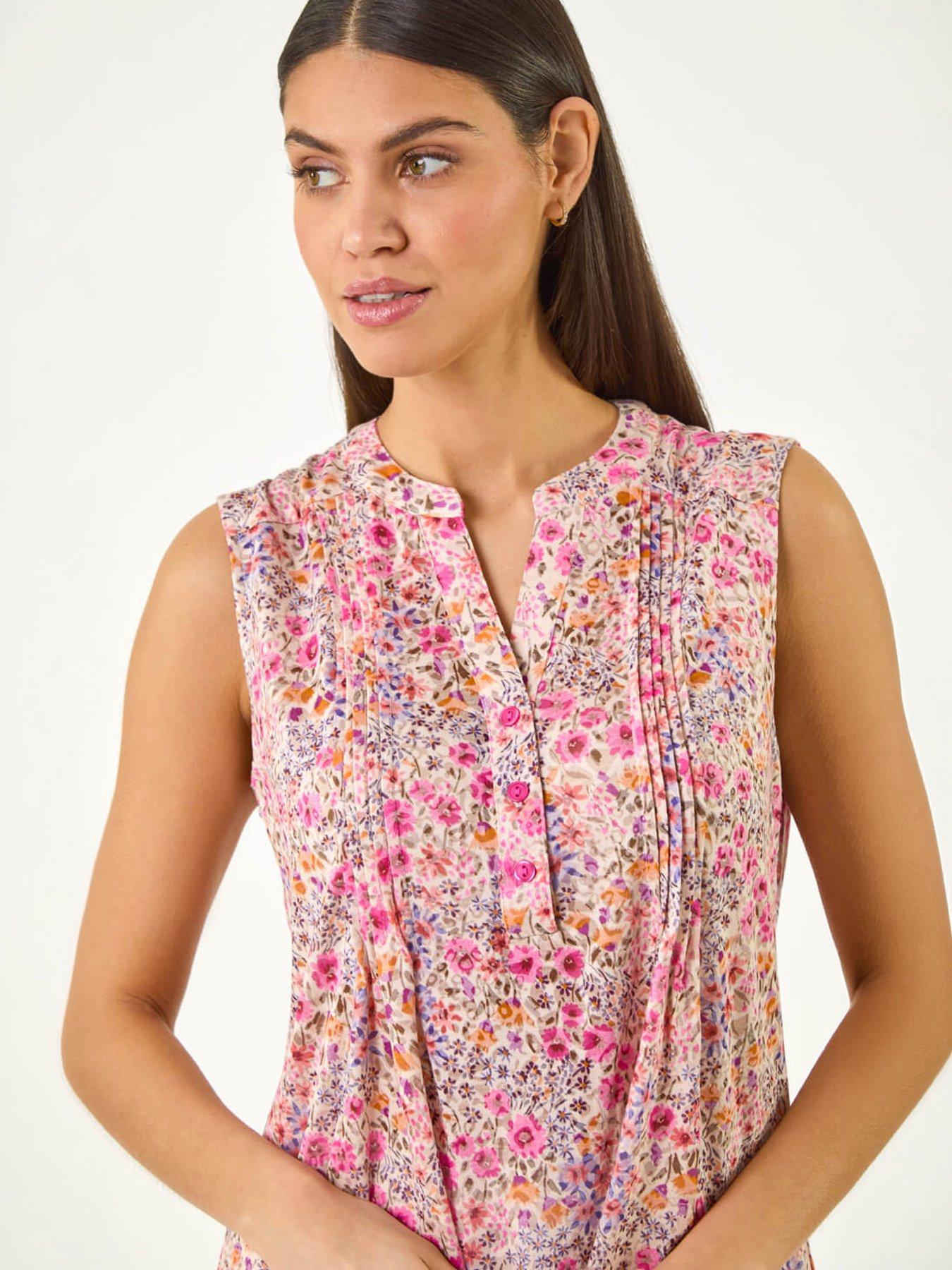 Roman Floral Burnout Vest Top