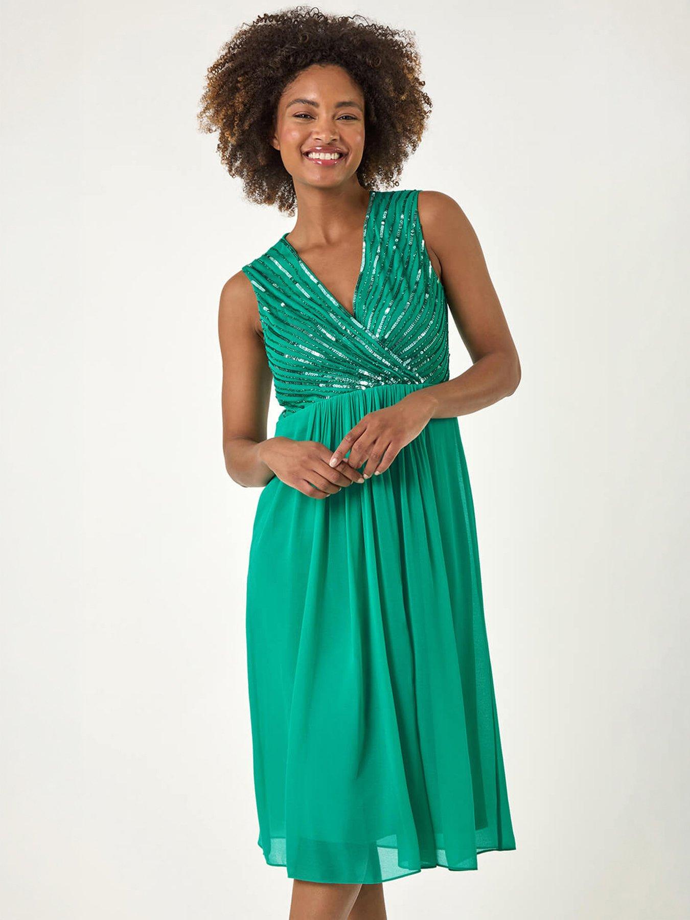 Roman Embellished Beaded V-neck Maxi Dress