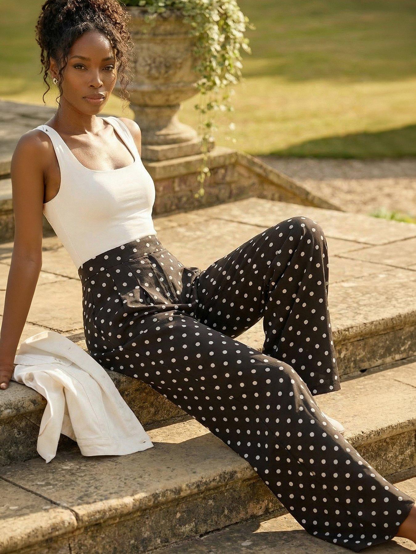 Roman Spot Print Wide Leg Trouser