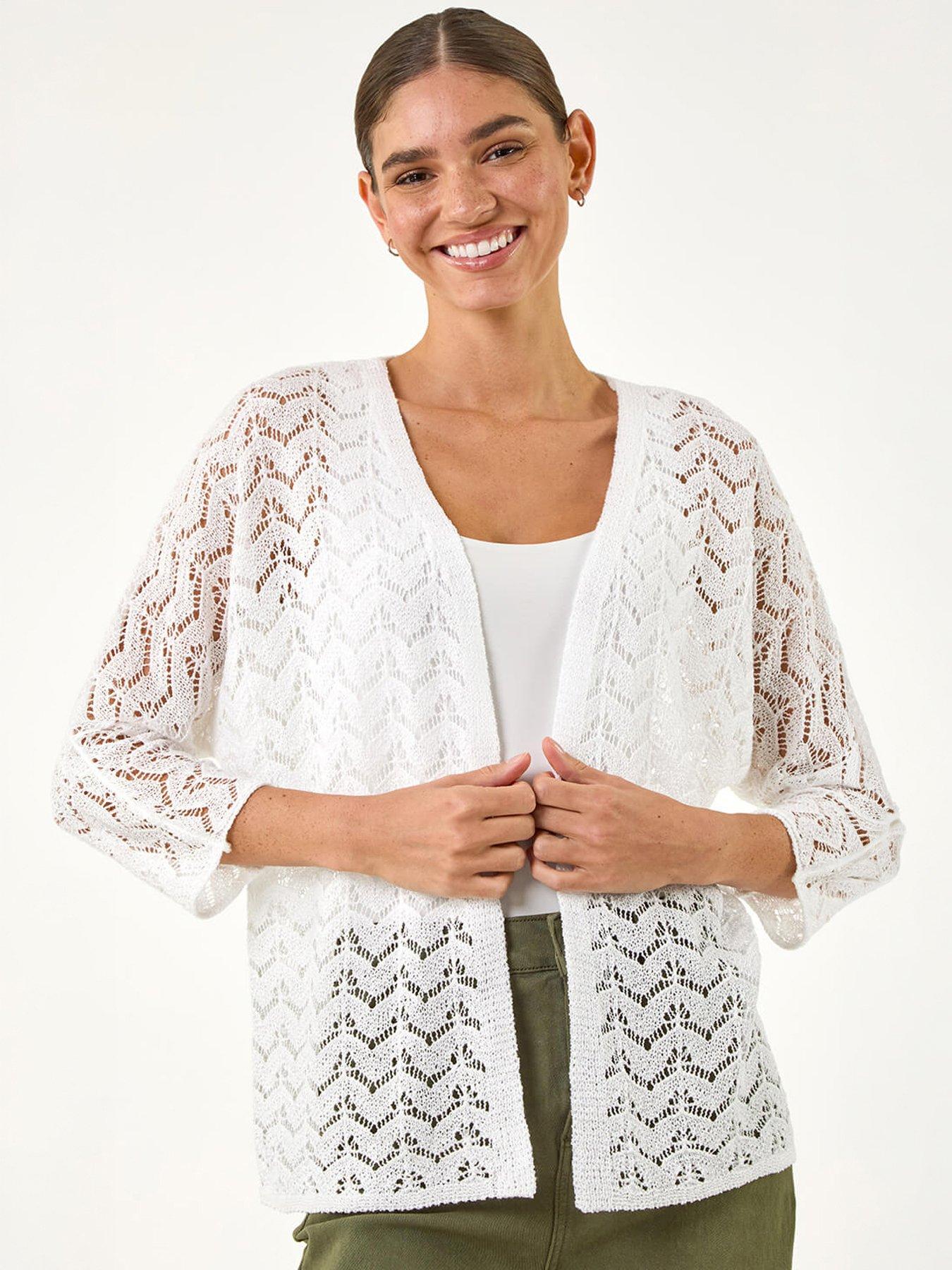 Roman Wave Stitch Detail Knit Cardigan