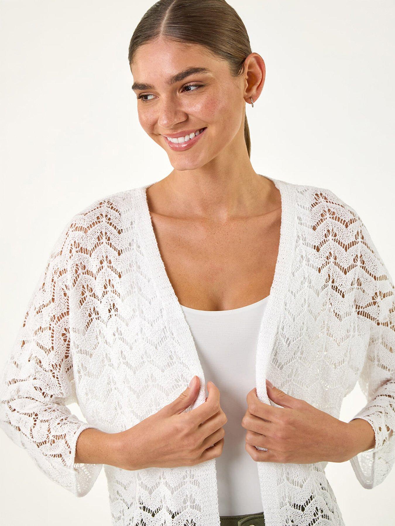Image 3 of 5 of Roman Wave Stitch Detail Knit Cardigan