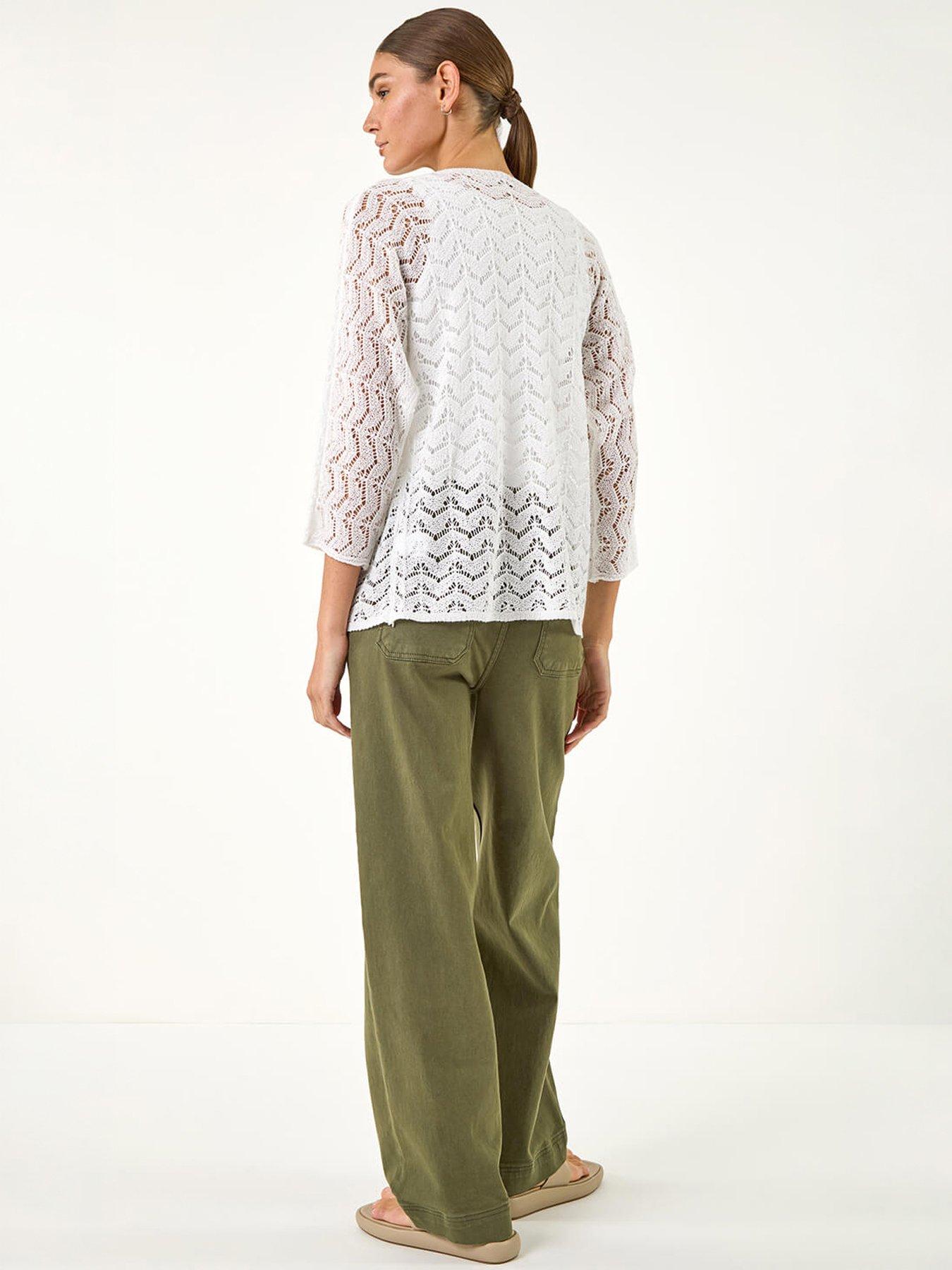 Image 4 of 5 of Roman Wave Stitch Detail Knit Cardigan