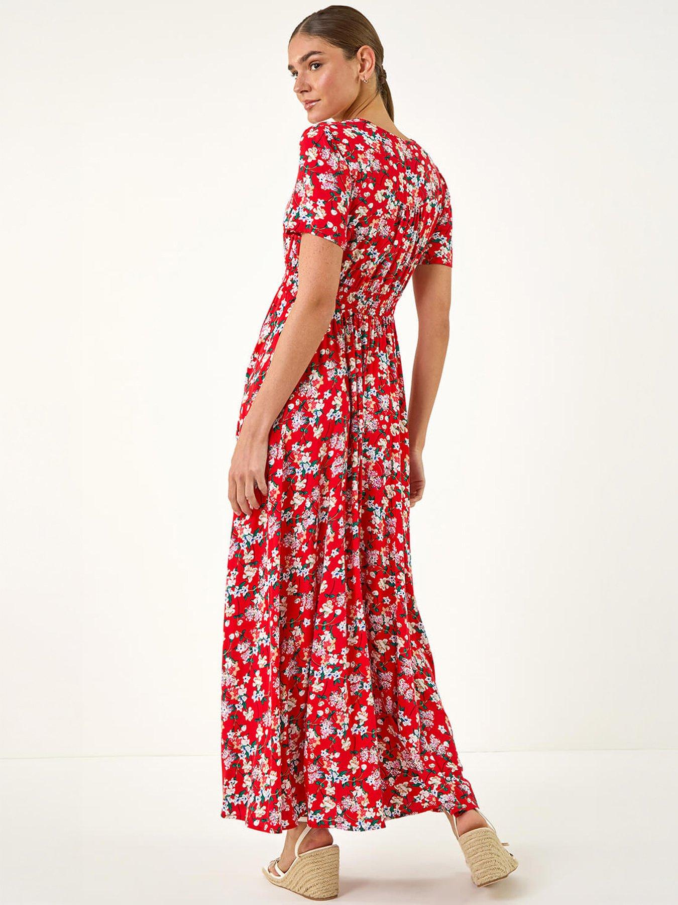 Image 4 of 5 of Roman Floral Print Button Midi Dress