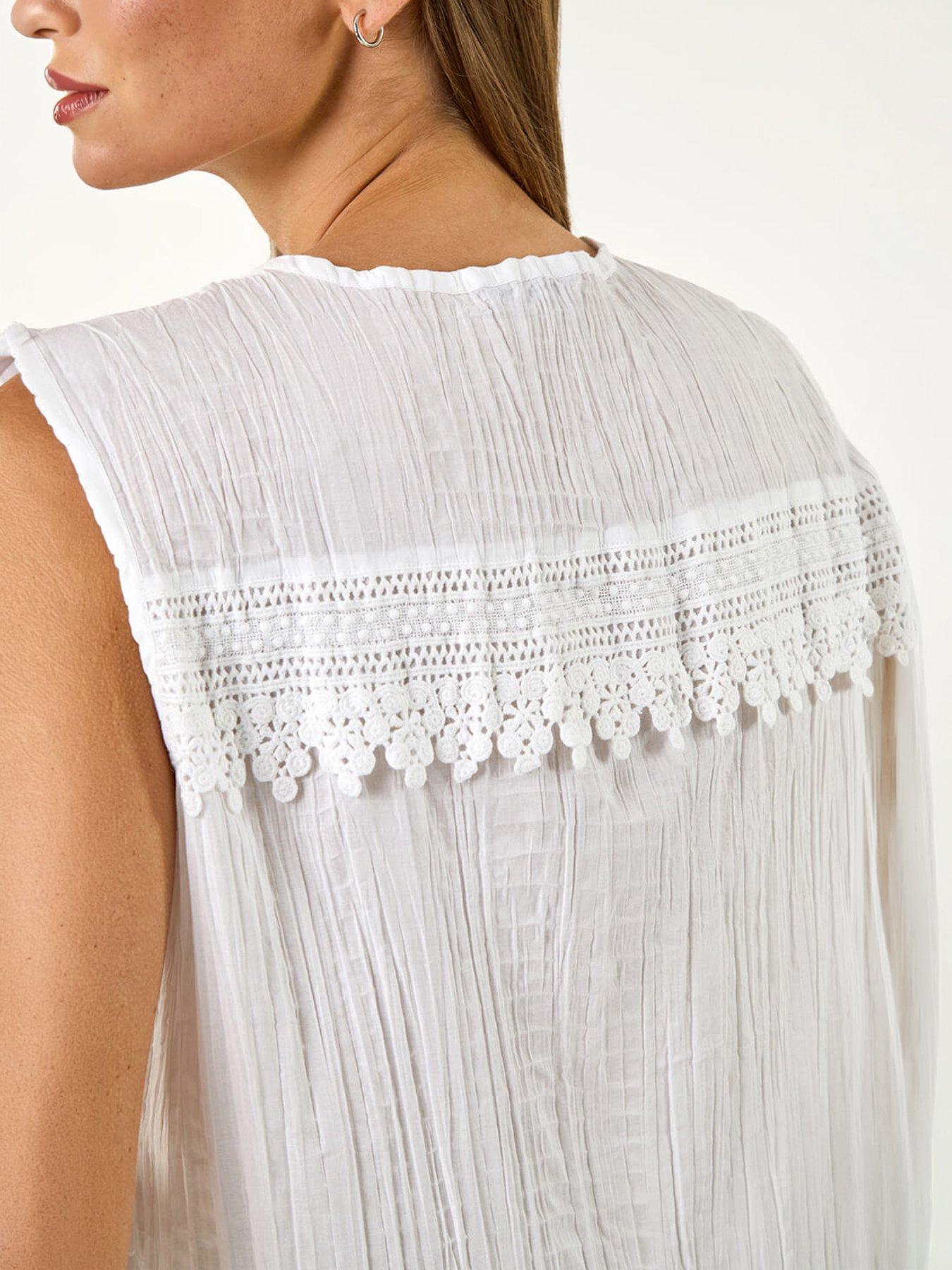 Image 2 of 5 of Roman Cotton Lace Crinkle Blouse