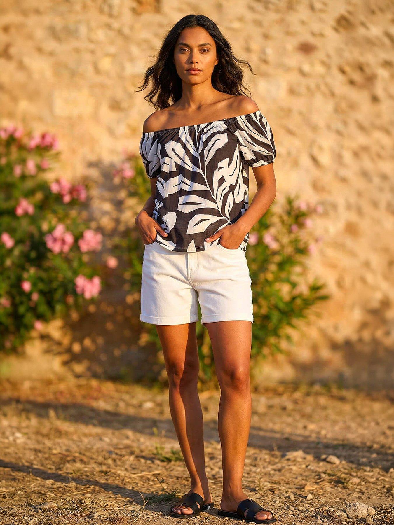 Image 1 of 5 of Roman Abstract Print Bardot Top