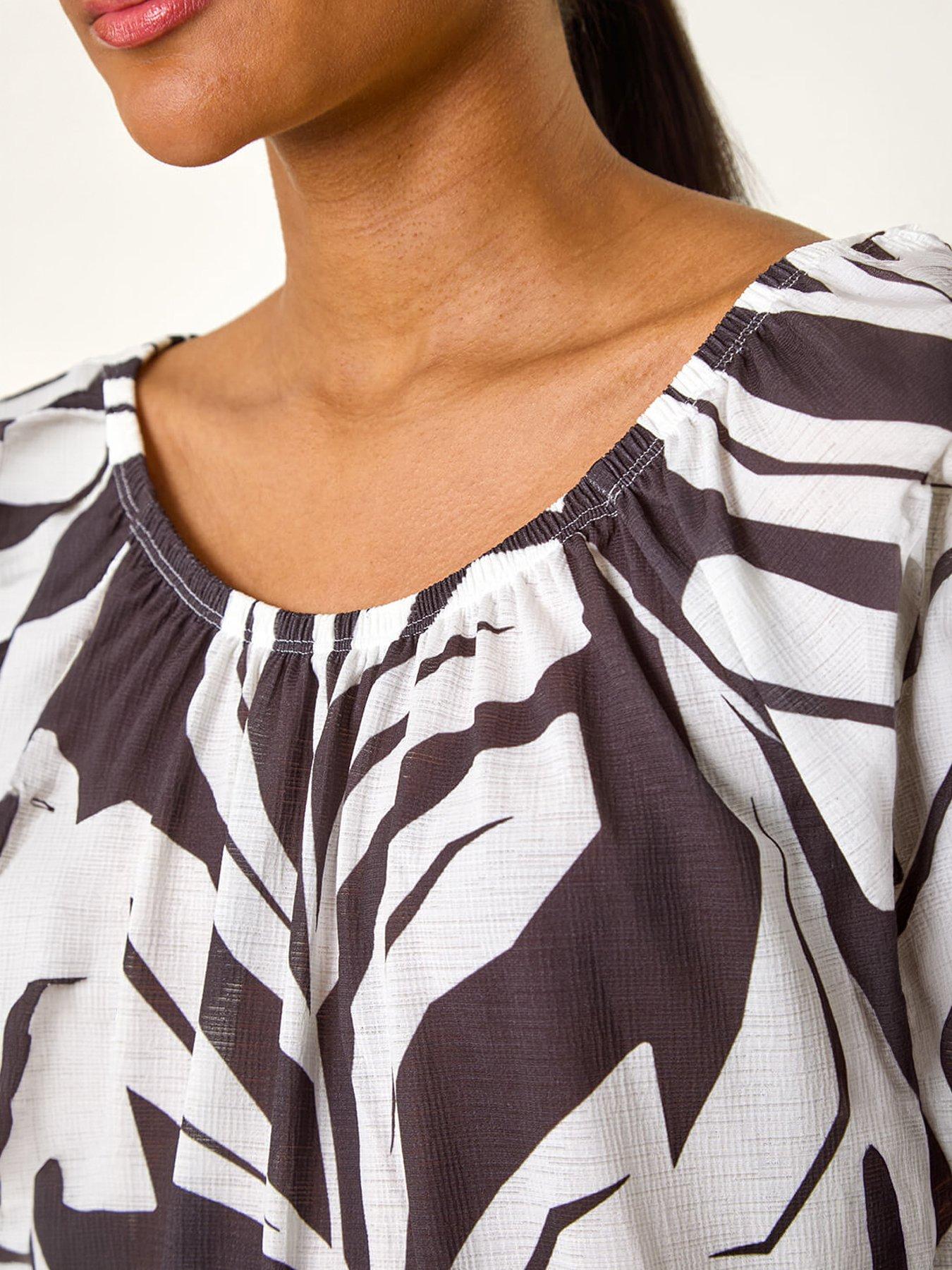 Image 2 of 5 of Roman Abstract Print Bardot Top