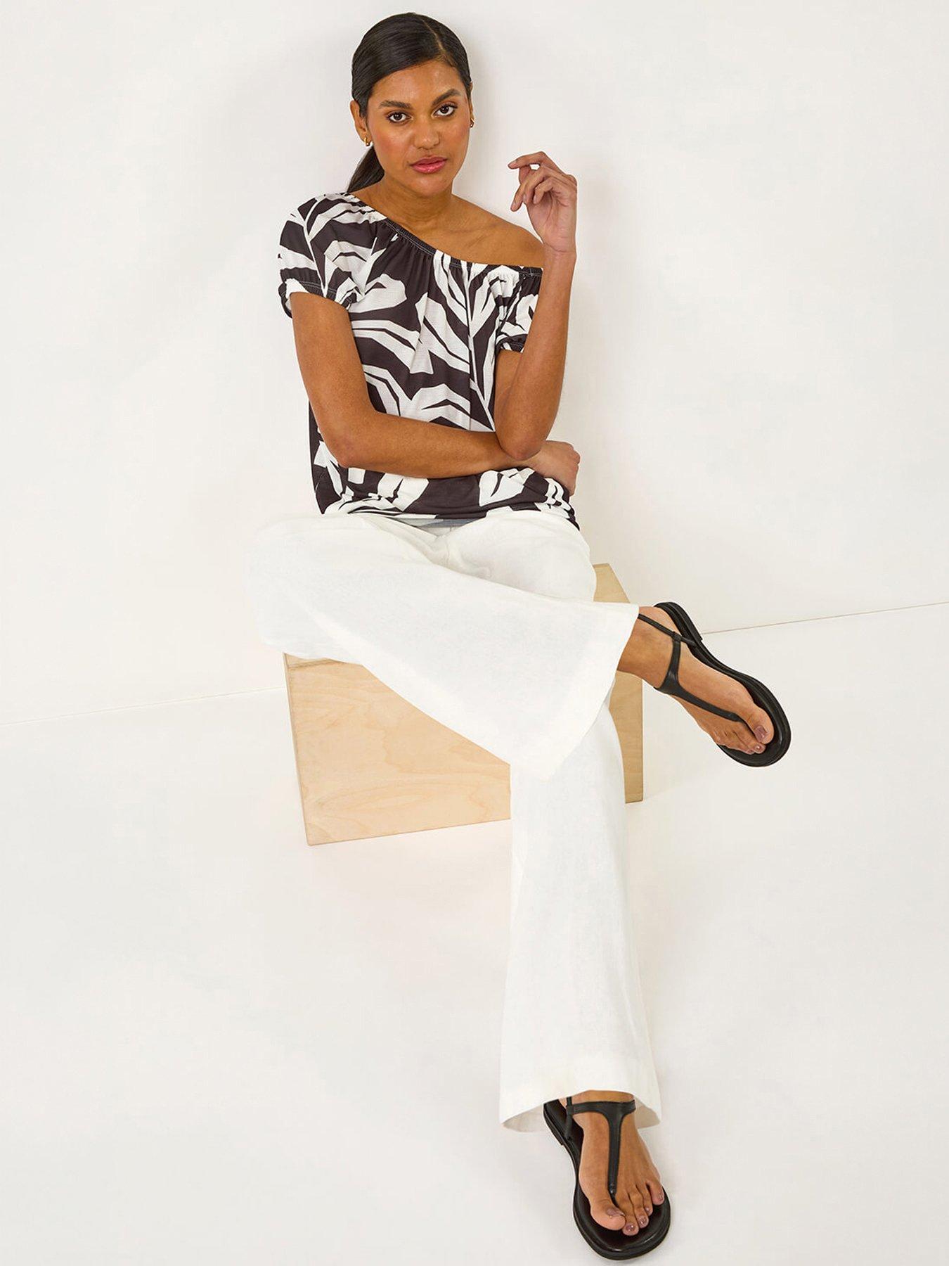 Image 3 of 5 of Roman Abstract Print Bardot Top