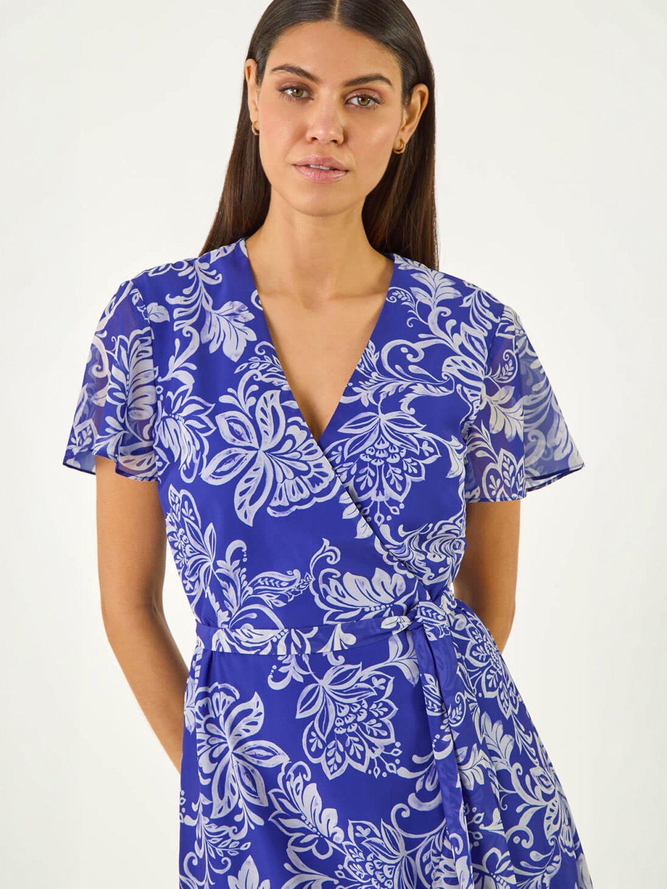Image 3 of 5 of Roman Floral Print Wrap Dress