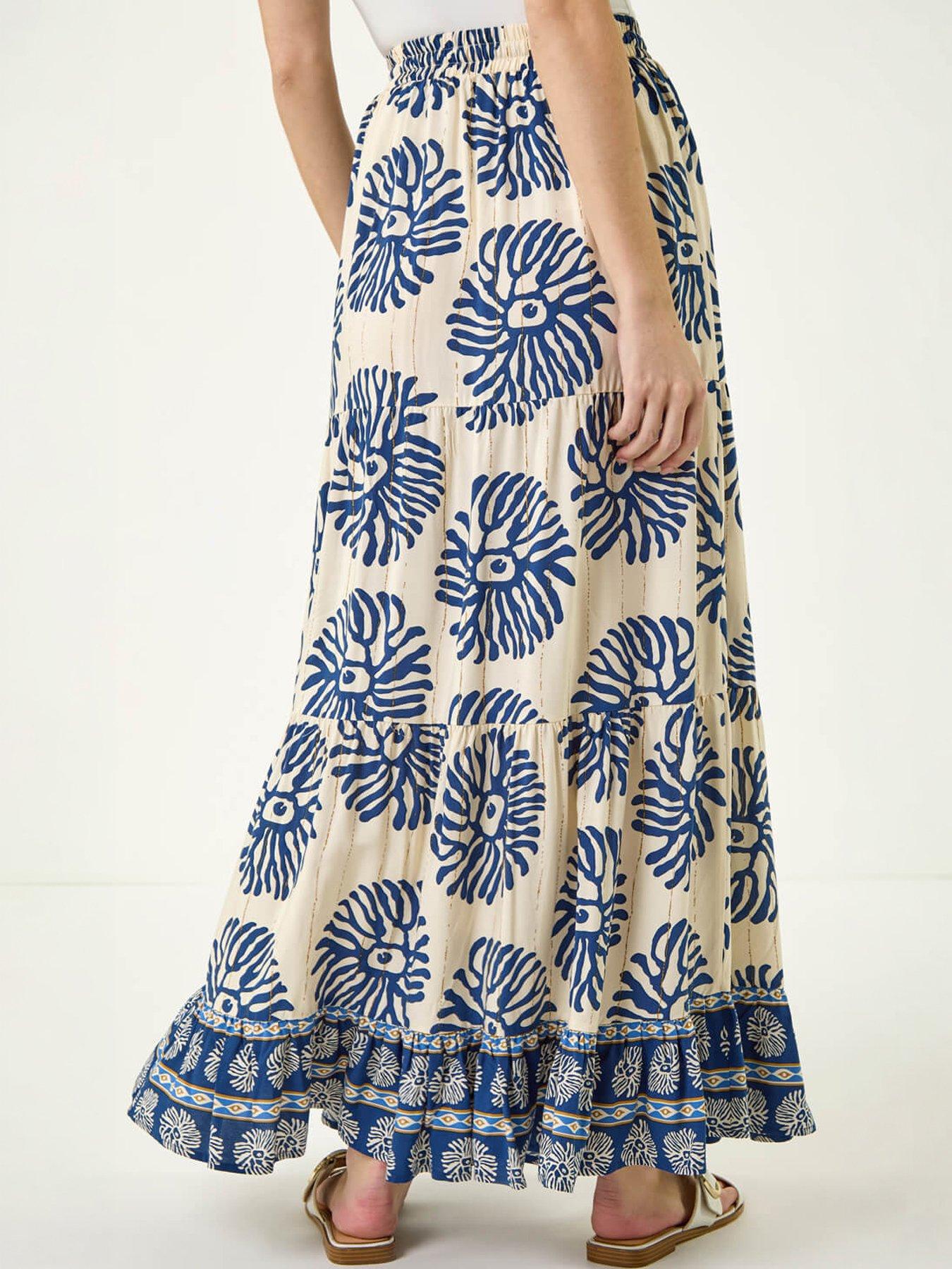 Image 4 of 5 of Roman Mono Print Tiered Maxi Skirt