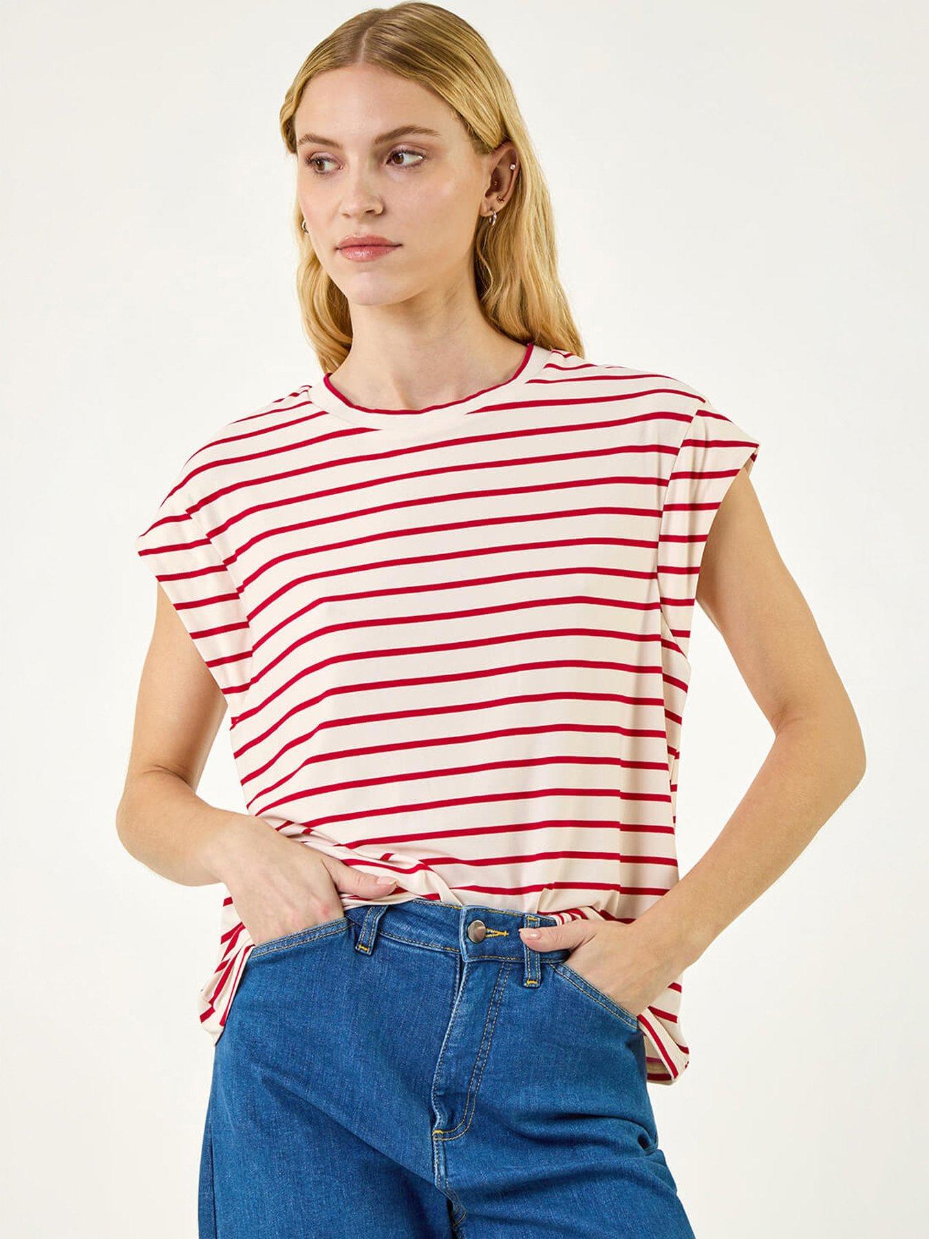 Roman Stripe Print Tee