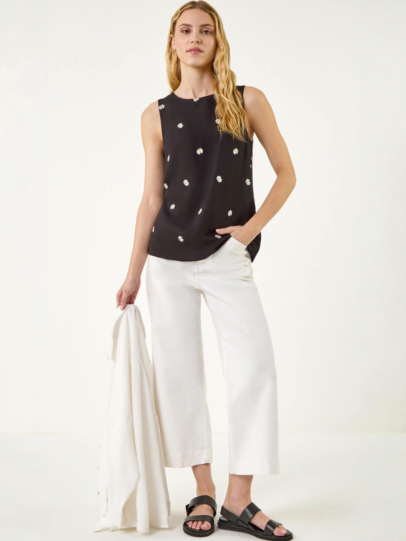 Image 5 of 5 of Roman Daisy Embroidered Vest - Black