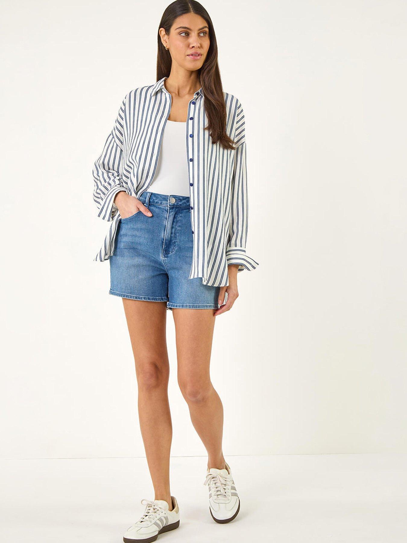 Image 5 of 5 of Roman Stripe Print Button Blouse