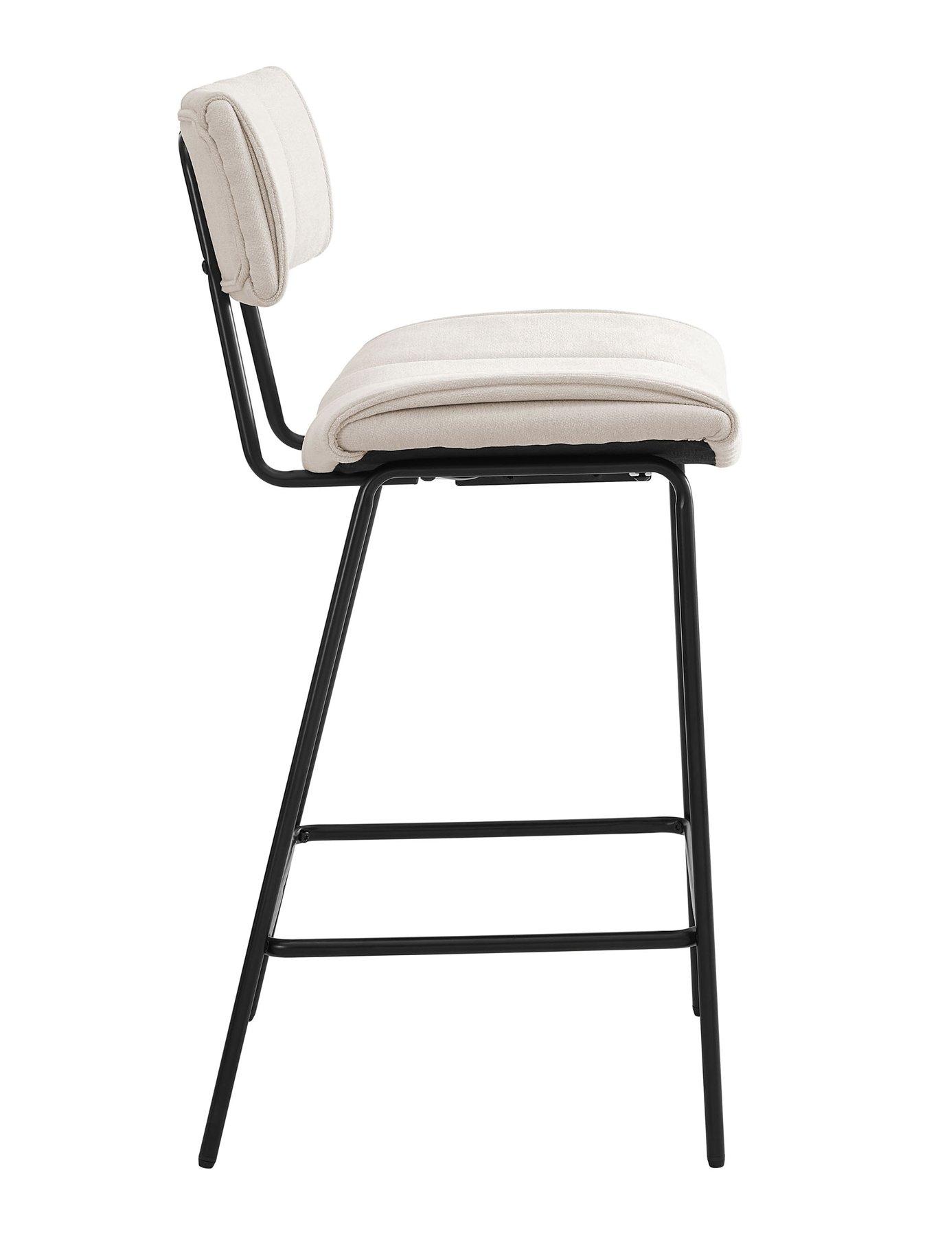 Image 4 of 6 of Dusk Fearne Set of 2 Barstools - Ivory Chenille