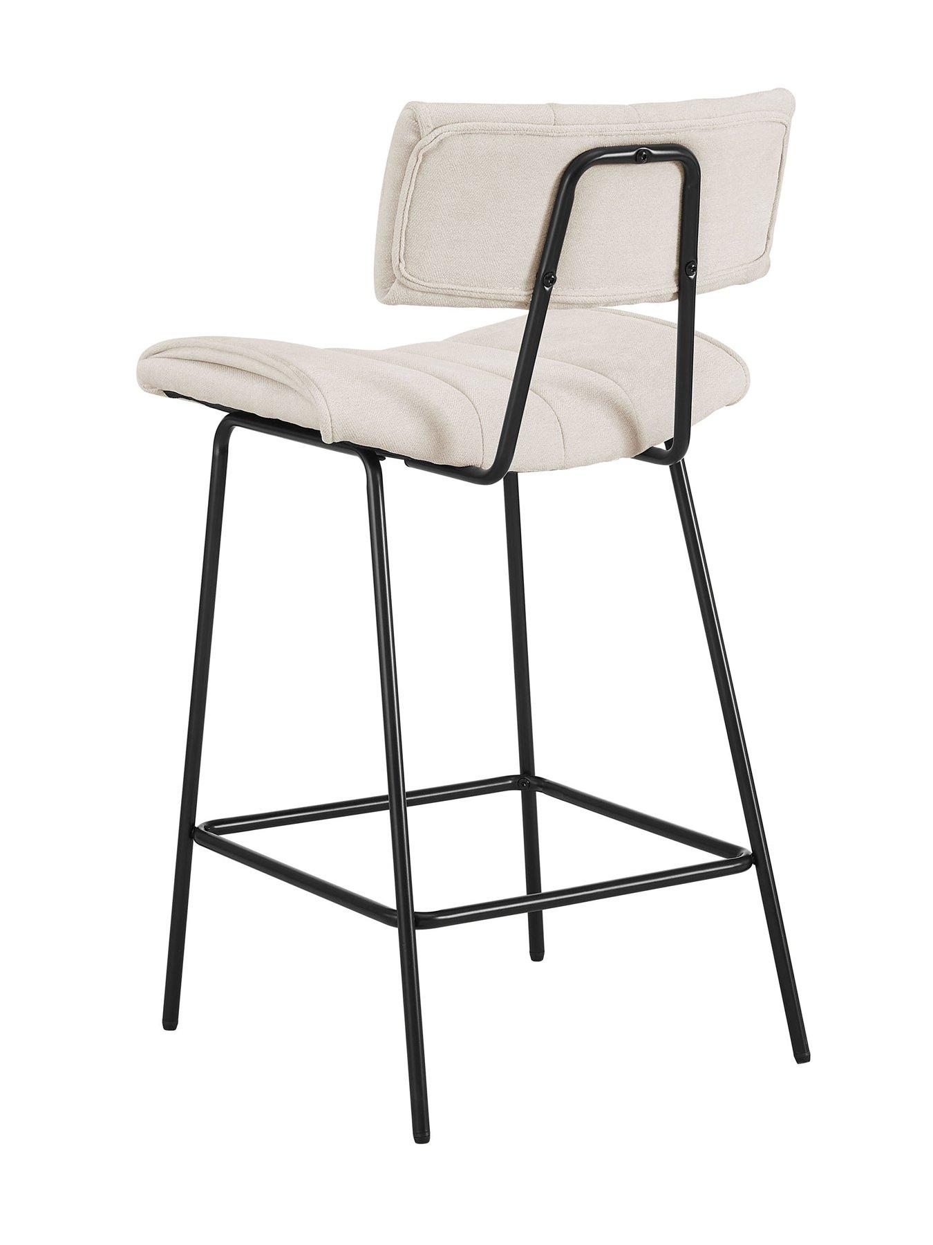 Image 5 of 6 of Dusk Fearne Set of 2 Barstools - Ivory Chenille