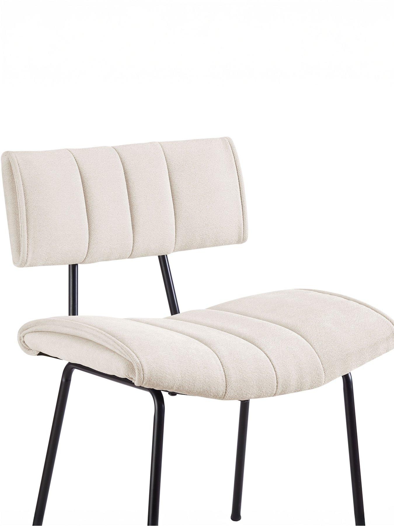 Image 6 of 6 of Dusk Fearne Set of 2 Barstools - Ivory Chenille