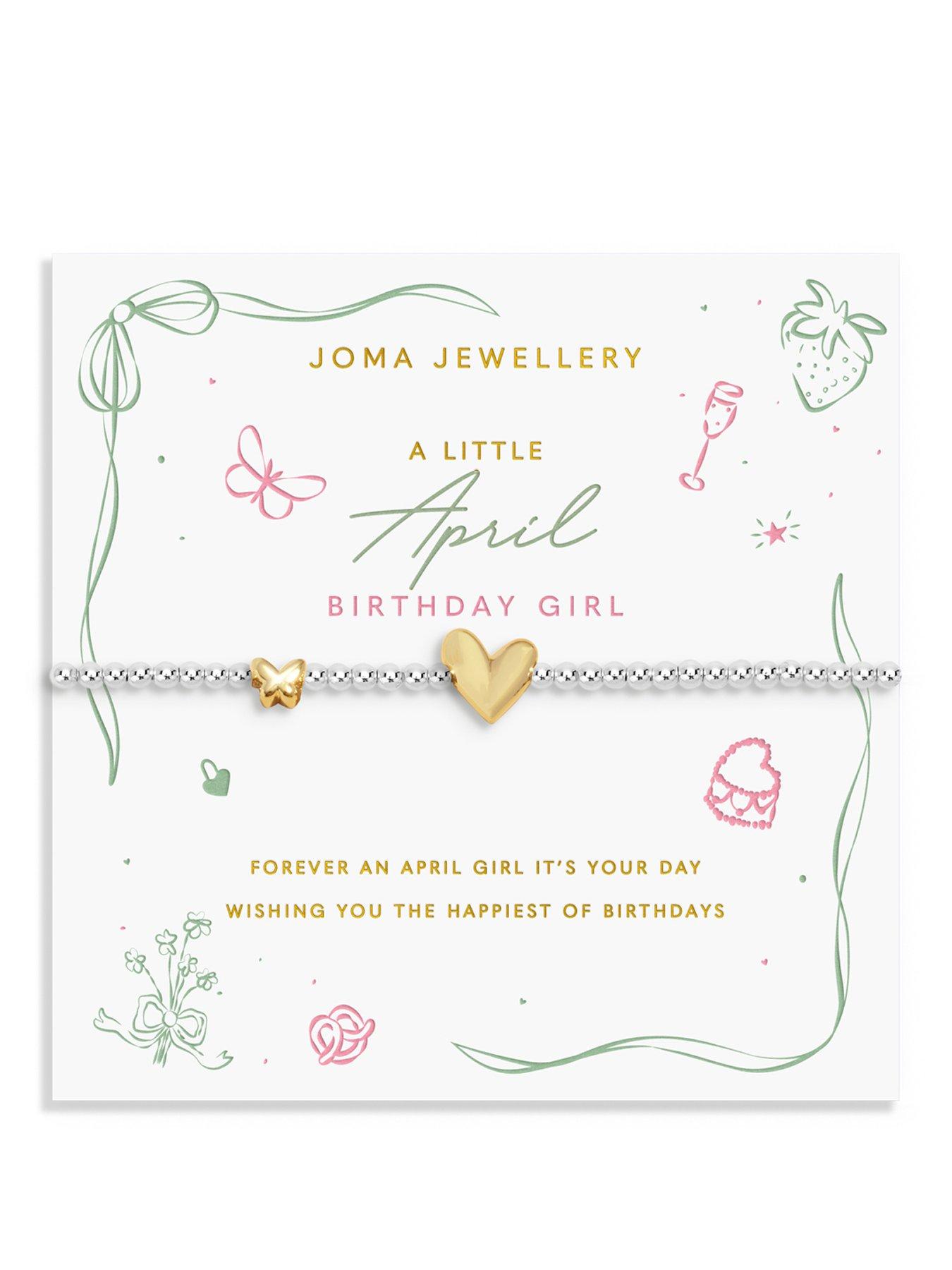 Joma Jewellery Birth Month A Little , April , Silver & Gold Plated , Bracelet , 17.5Cm Stretch