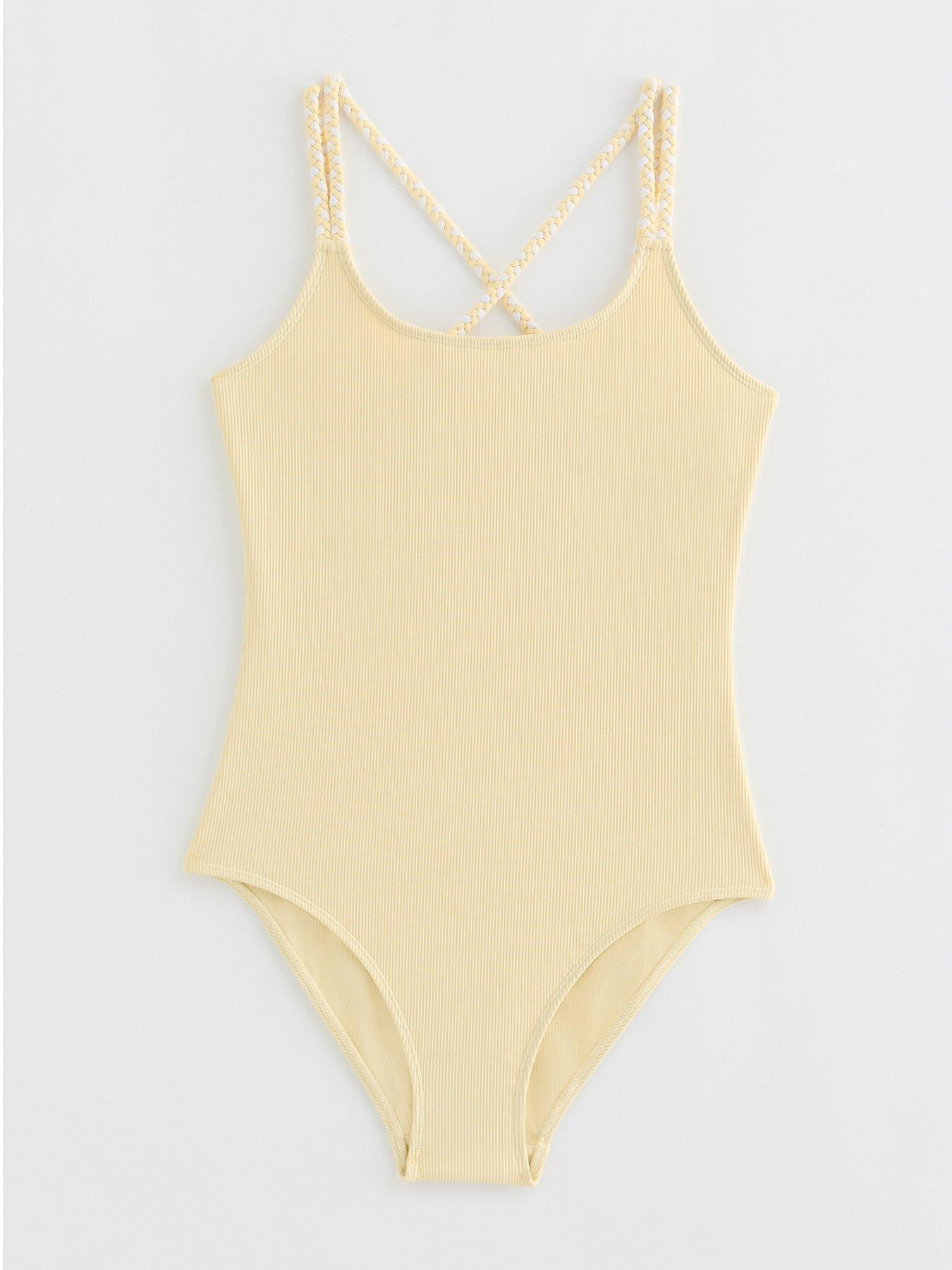 Image 1 of 2 of New Look 915 Girls Braided Strap Swimsuit - Light Yellow