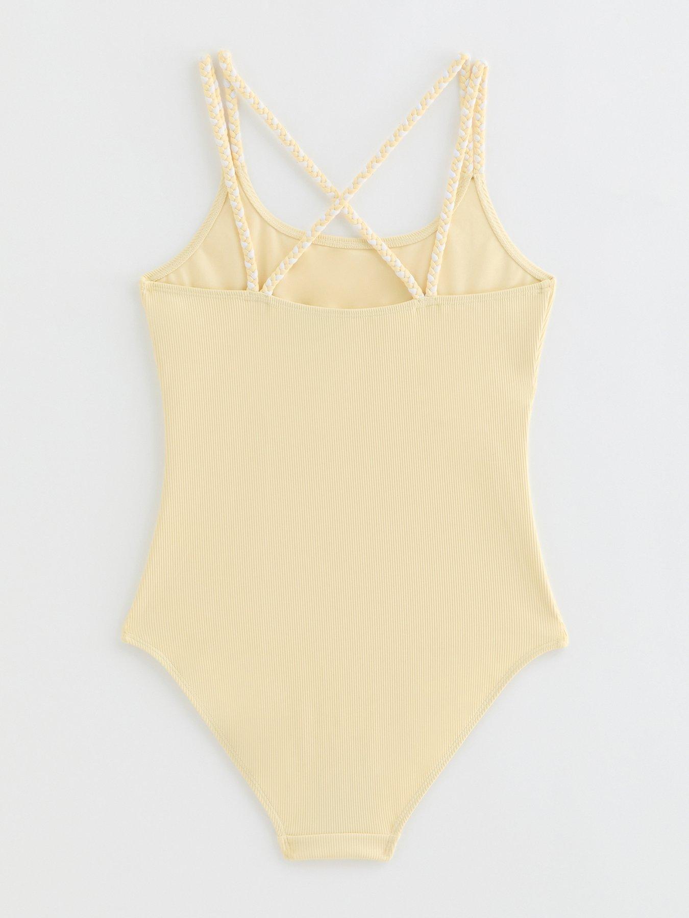 Image 2 of 2 of New Look 915 Girls Braided Strap Swimsuit - Light Yellow