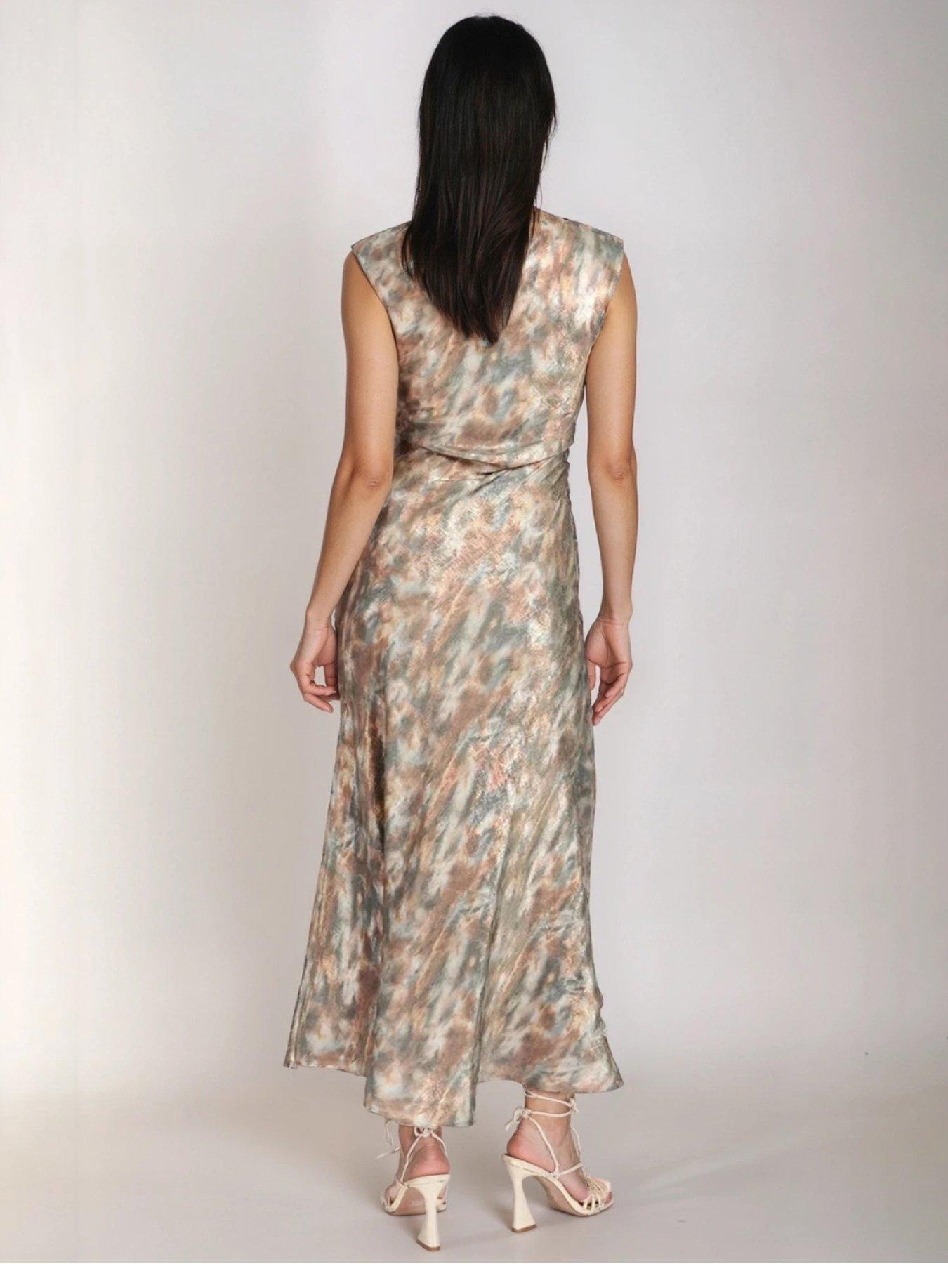 Image 2 of 4 of Little Mistress Sage Blur Print Maxi Dress - Multi