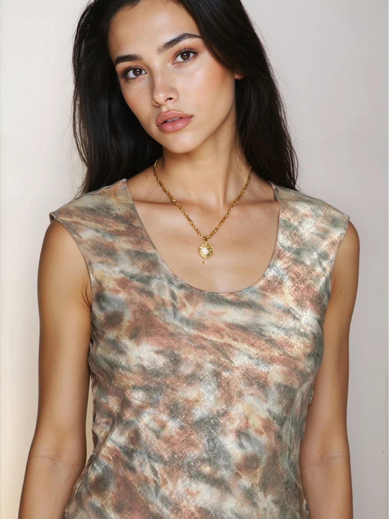Image 4 of 4 of Little Mistress Sage Blur Print Maxi Dress - Multi