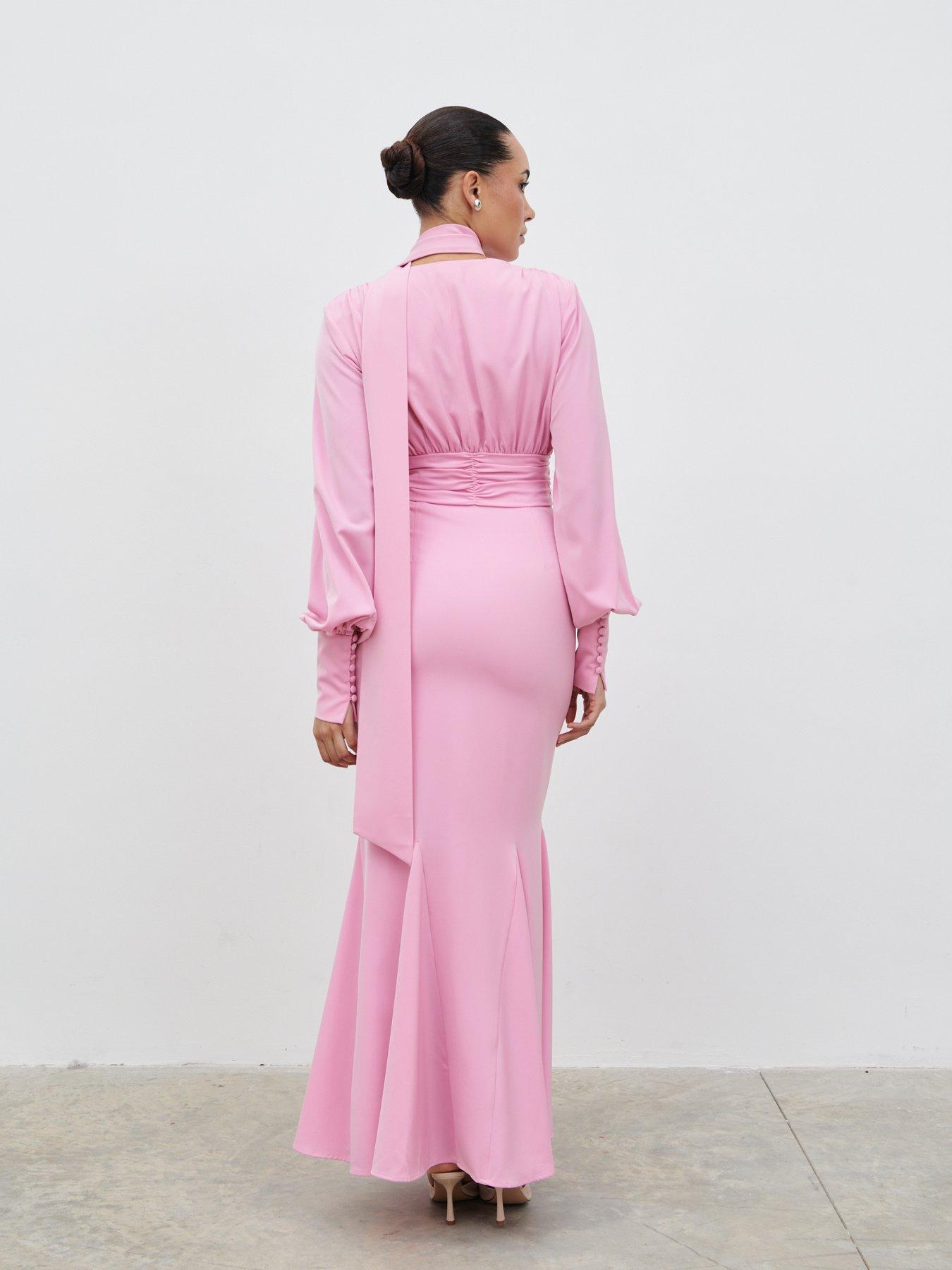 Image 2 of 4 of Pretty Lavish Victoria Long Sleeve Maxi Dress - Peony Pink