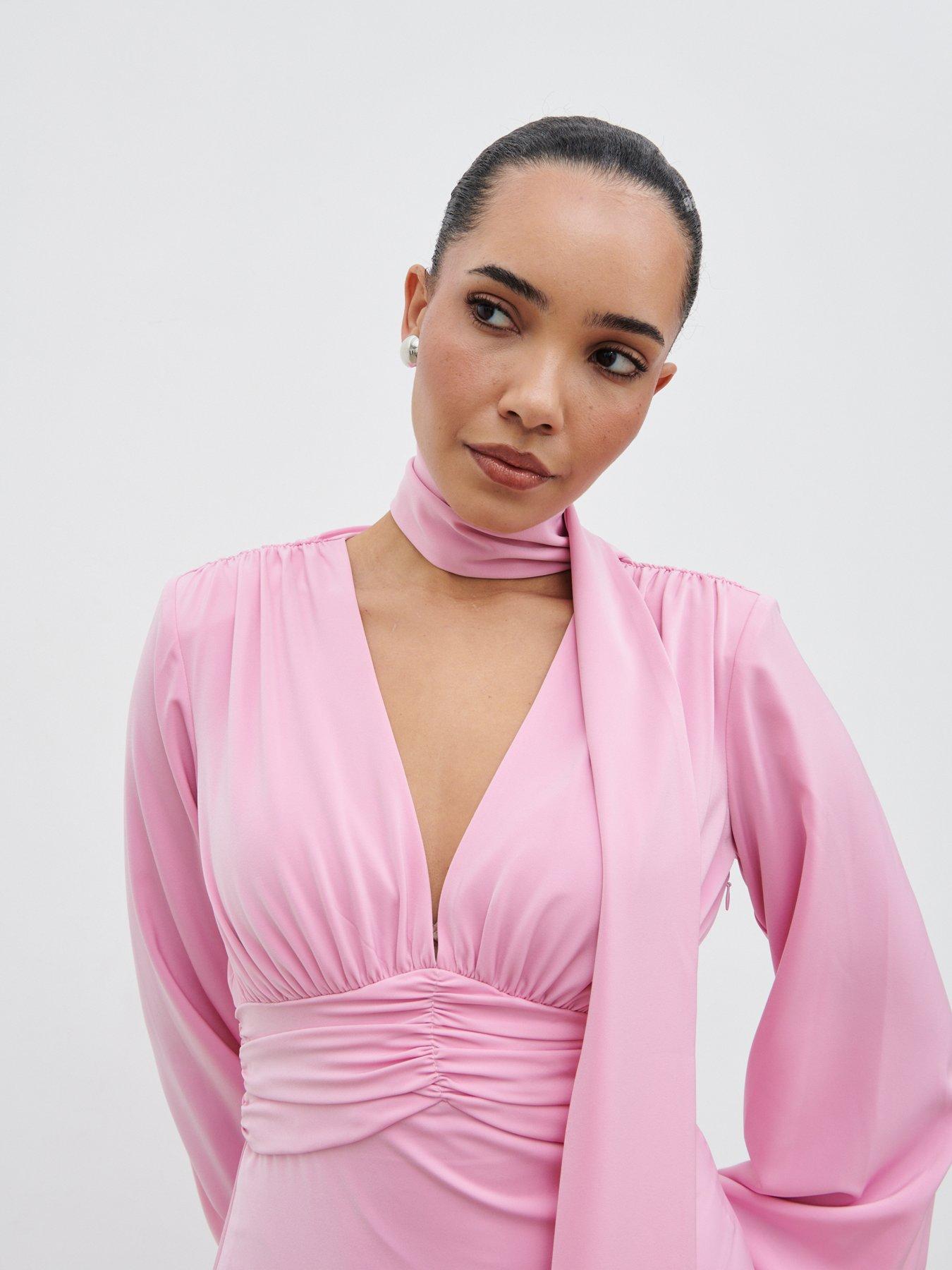 Image 4 of 4 of Pretty Lavish Victoria Long Sleeve Maxi Dress - Peony Pink