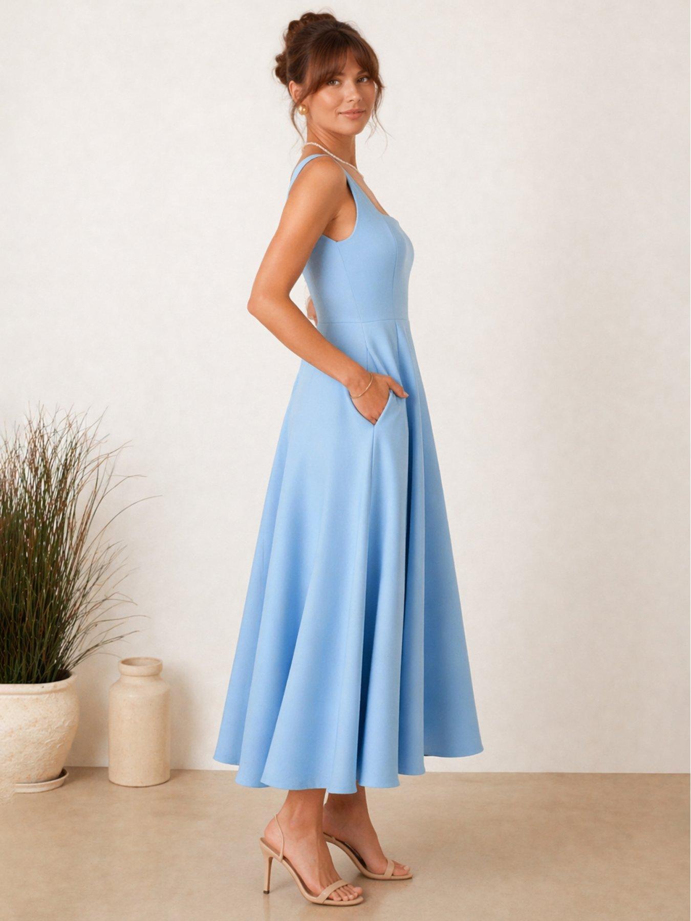 Style Cheat Fit and Flare Midi Dress - Blue | Very