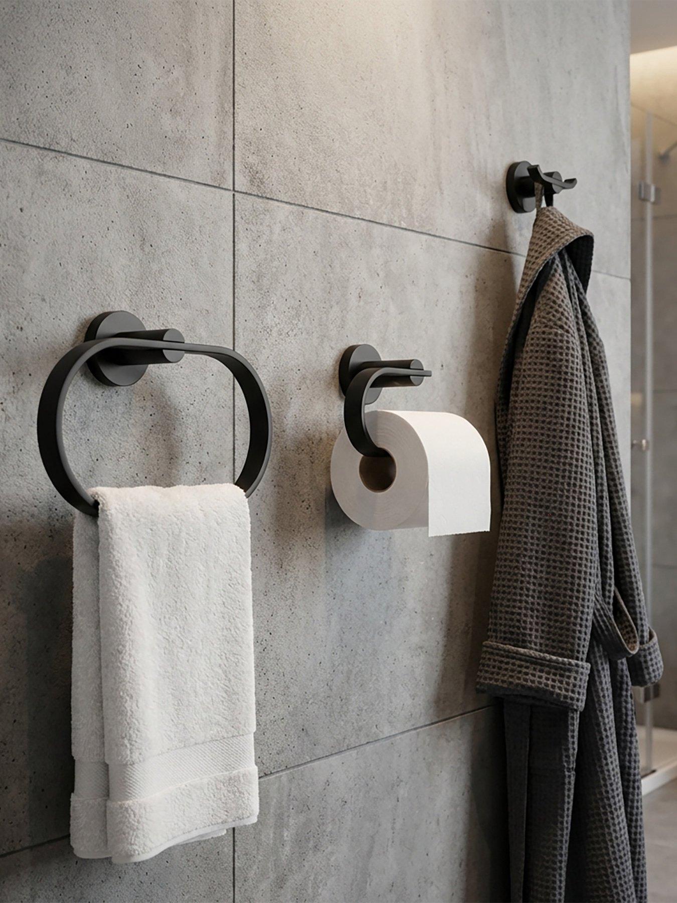Croydex Metra 3 Piece Accessory Set - Robe Hook, Toilet Roll Holder, Towel Ring