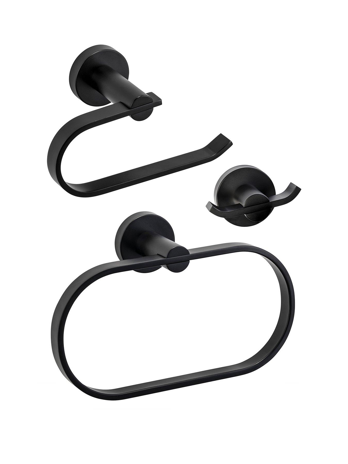 Croydex Metra 3 Piece Accessory Set - Robe Hook, Toilet Roll Holder, Towel Ring