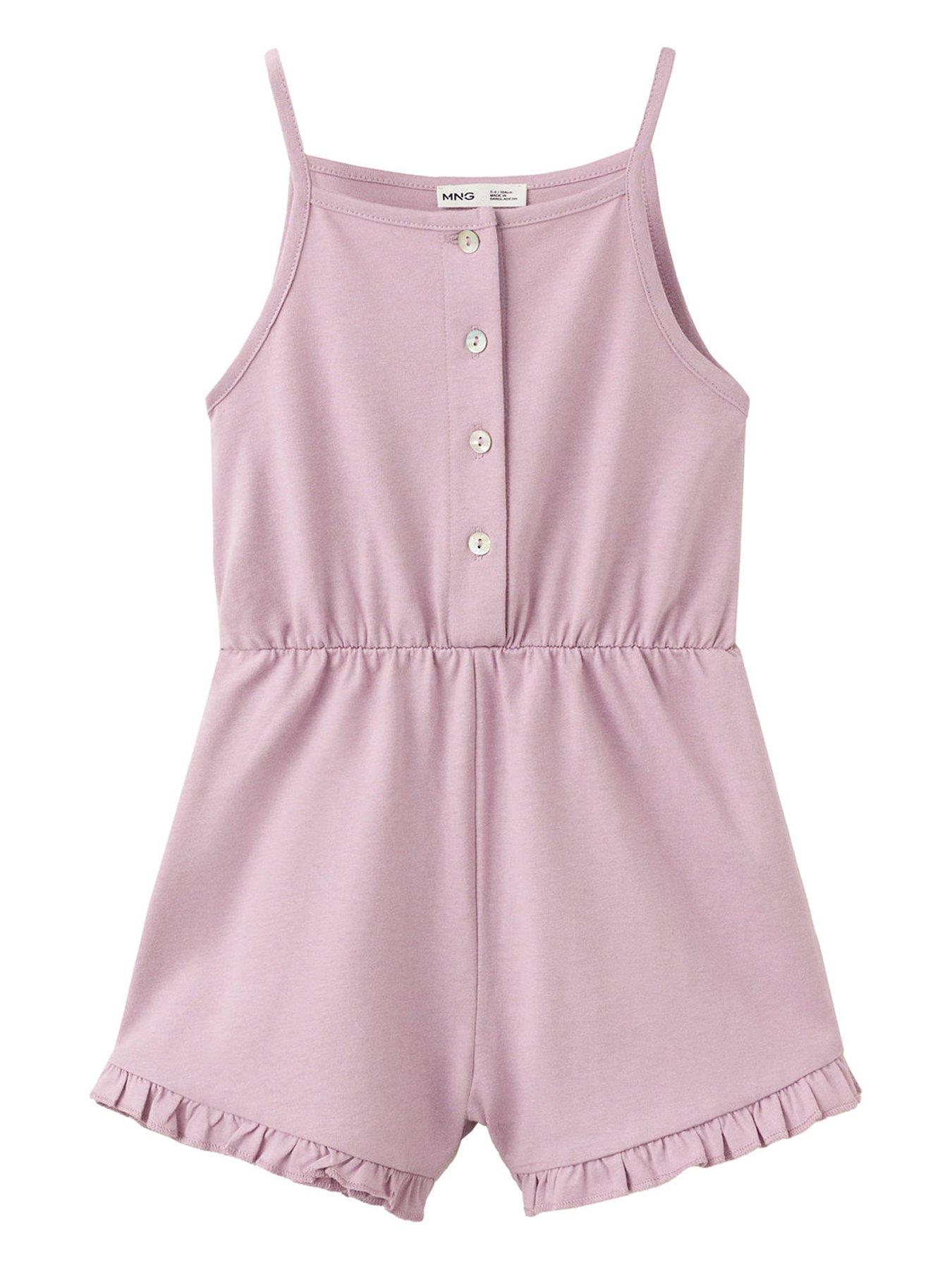 Mango Younger Girls Playsuit, Light Purple, Size 18-24 Months