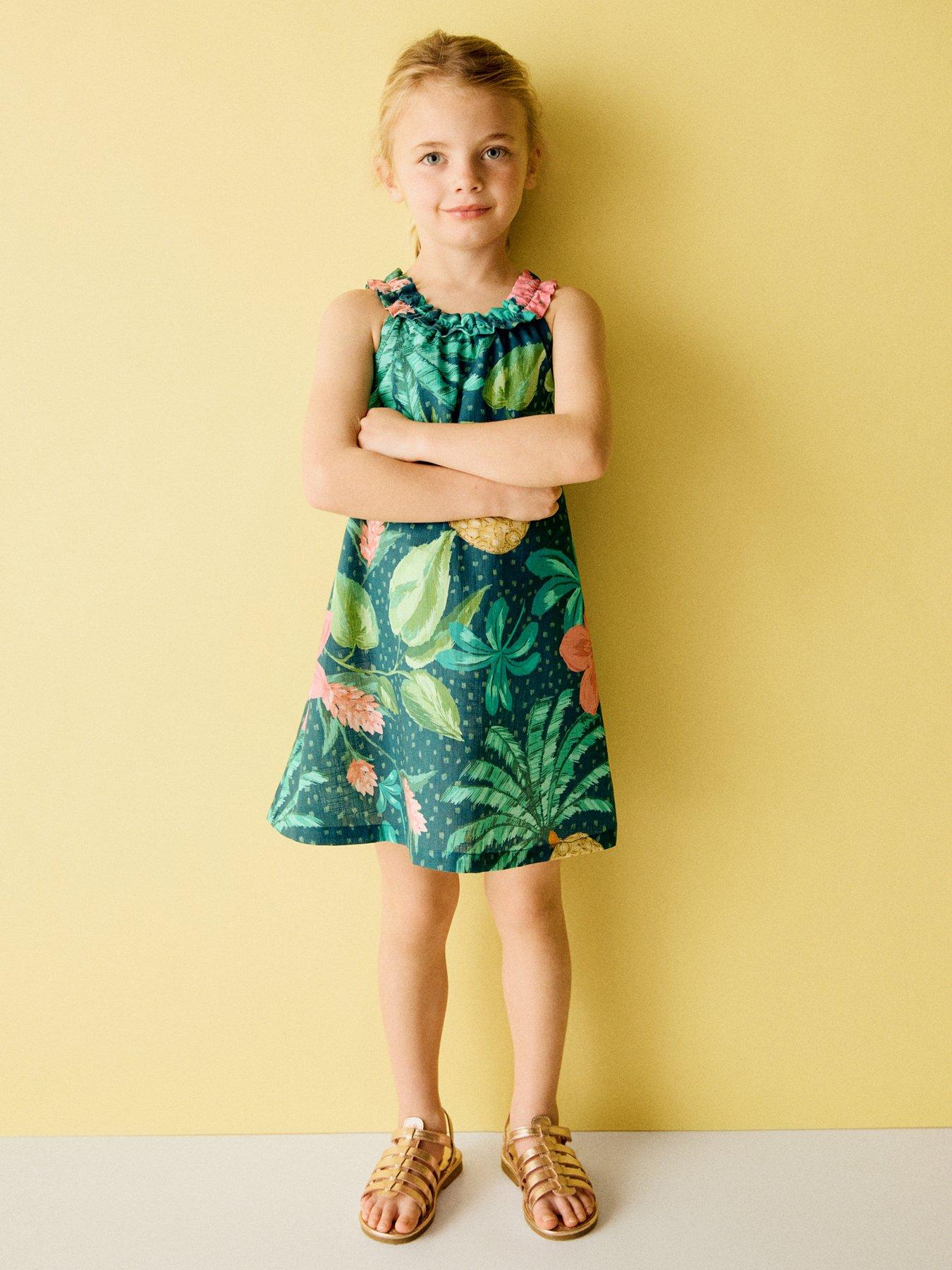 mango floral dress green Bohemian Dress