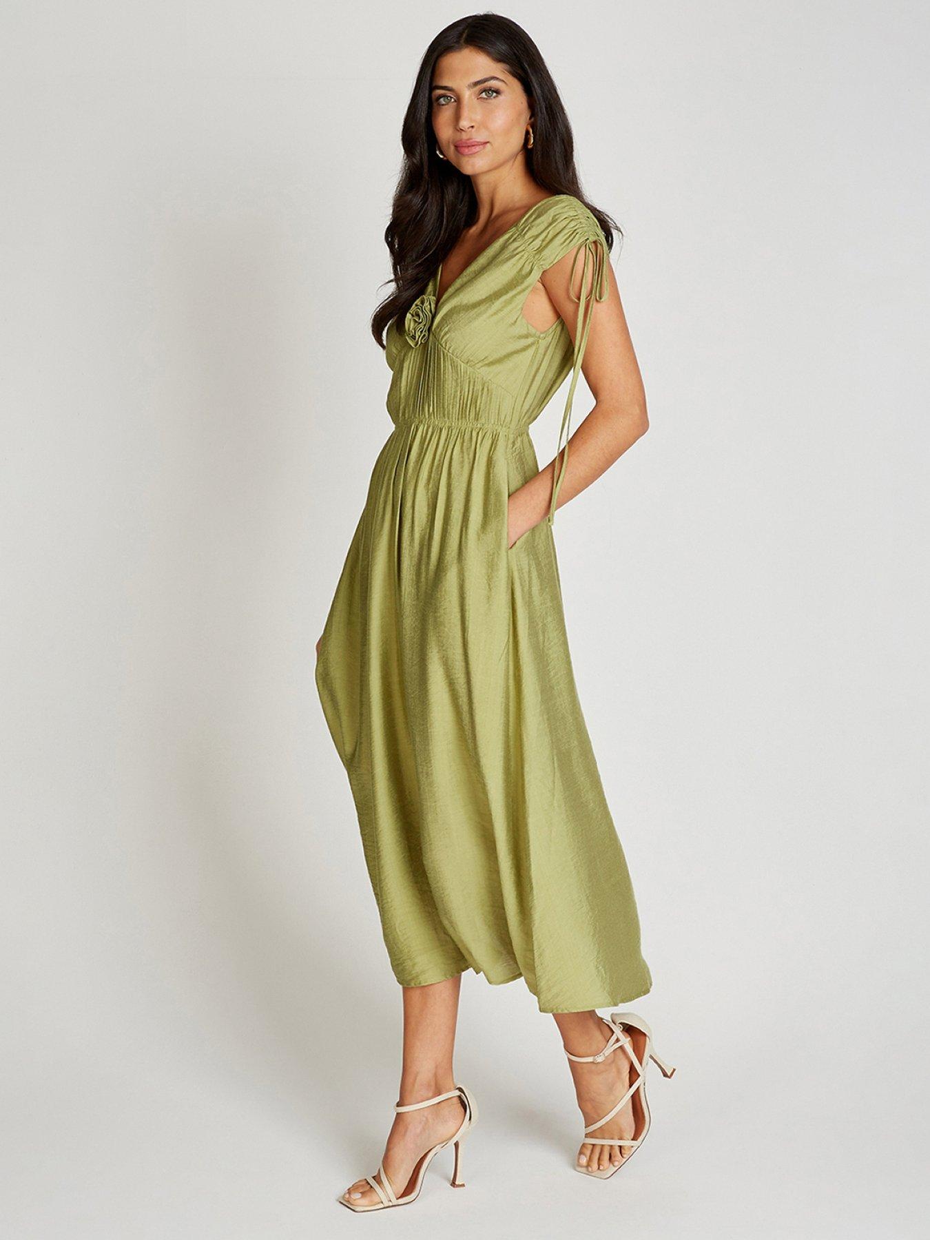 Little Mistress Linen Midaxi Dress - Lime