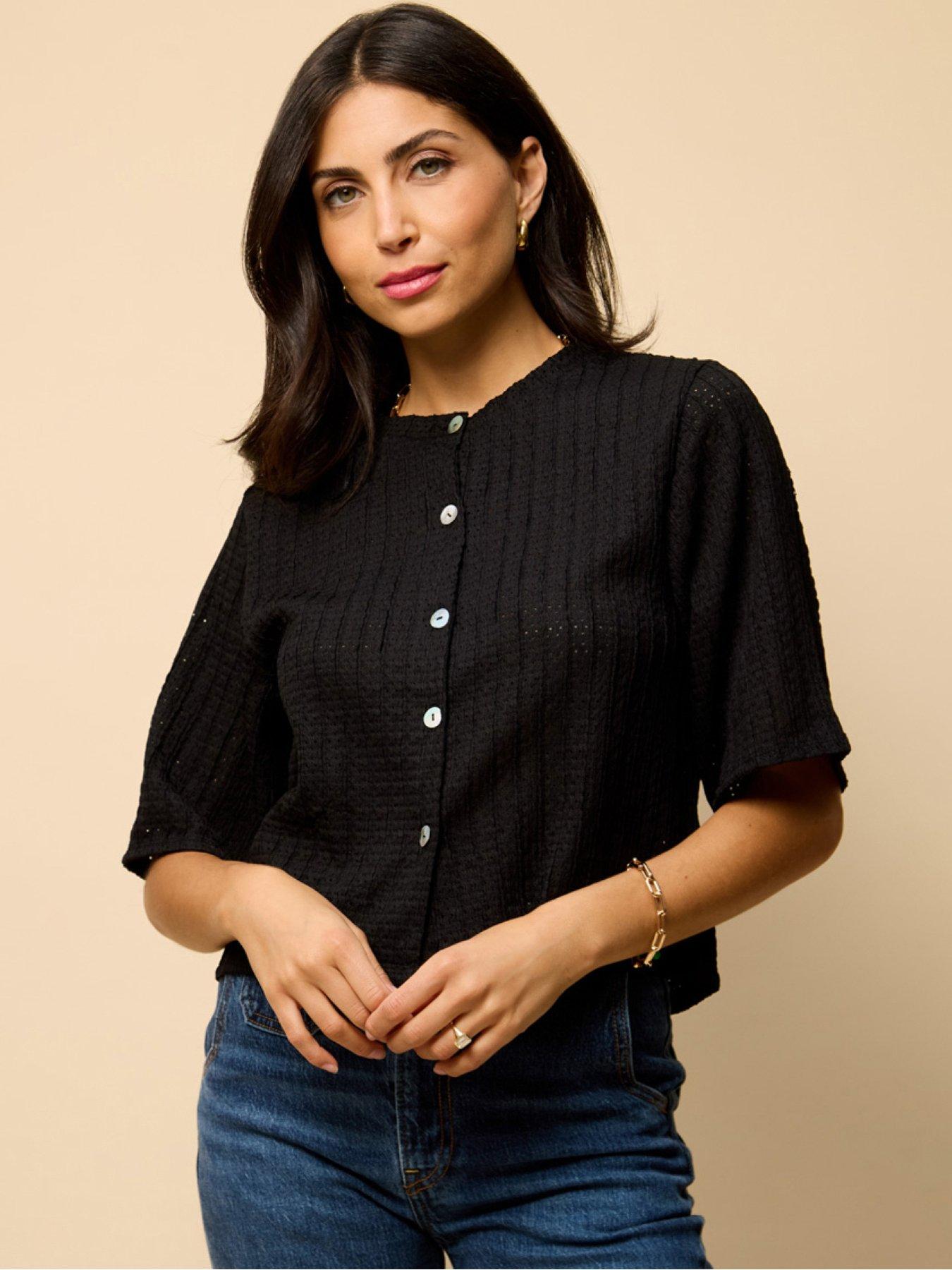 Little Mistress Button Top With Boxy Silhouette - Black