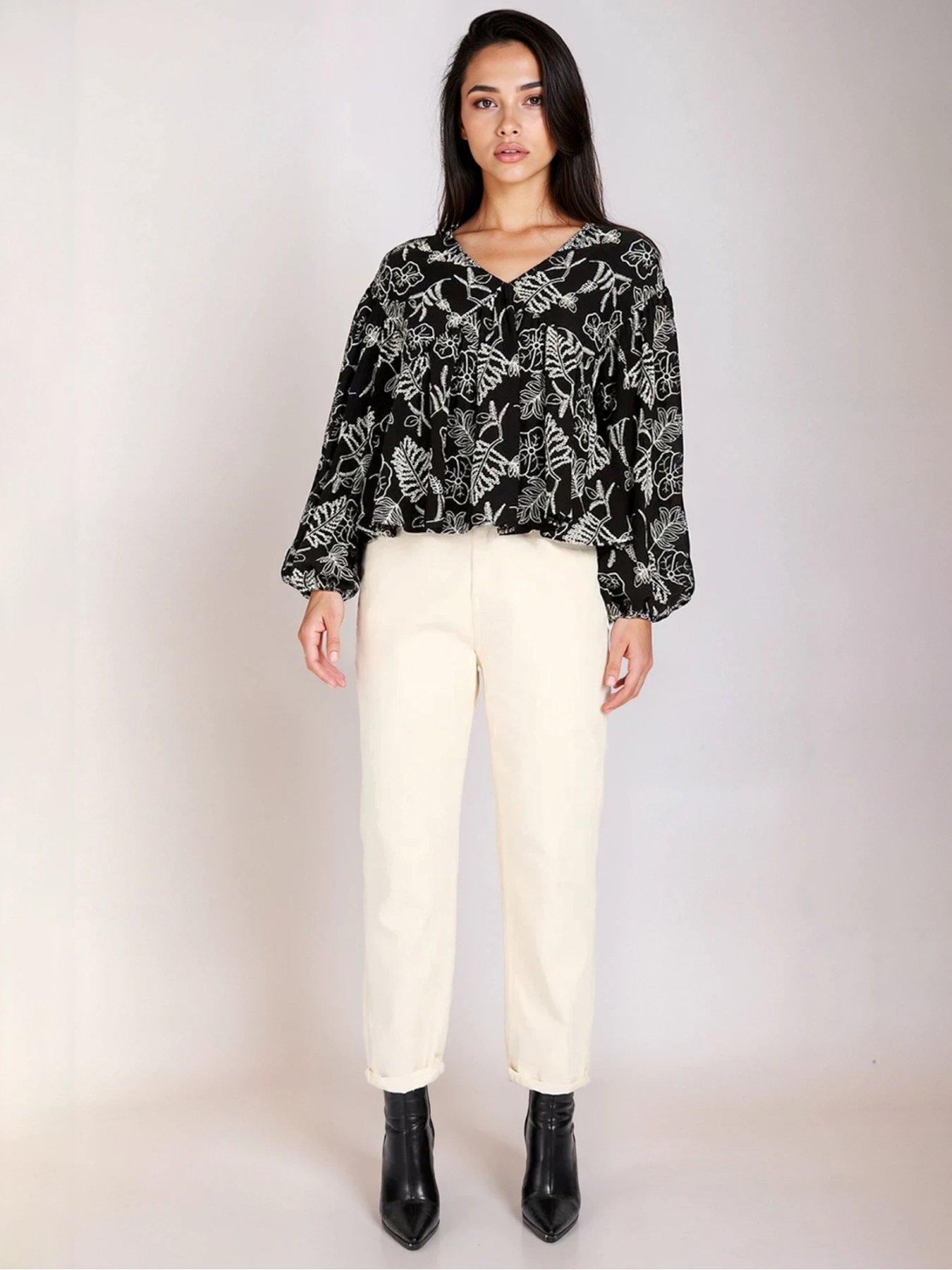 Image 3 of 3 of Little Mistress Embroidered Cotton Top - Black