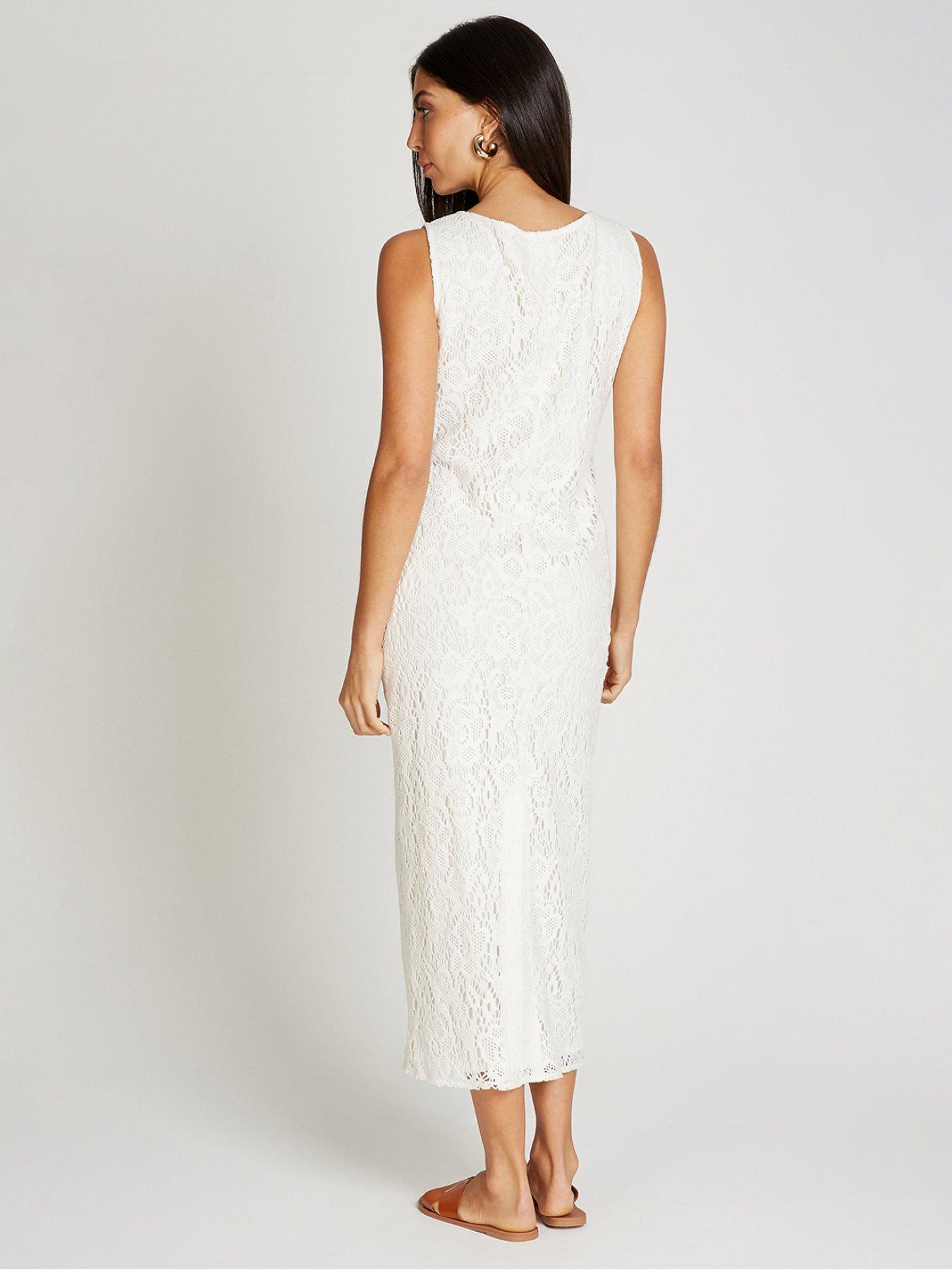 Image 2 of 4 of Little Mistress Crochet Midaxi Dress - Cream