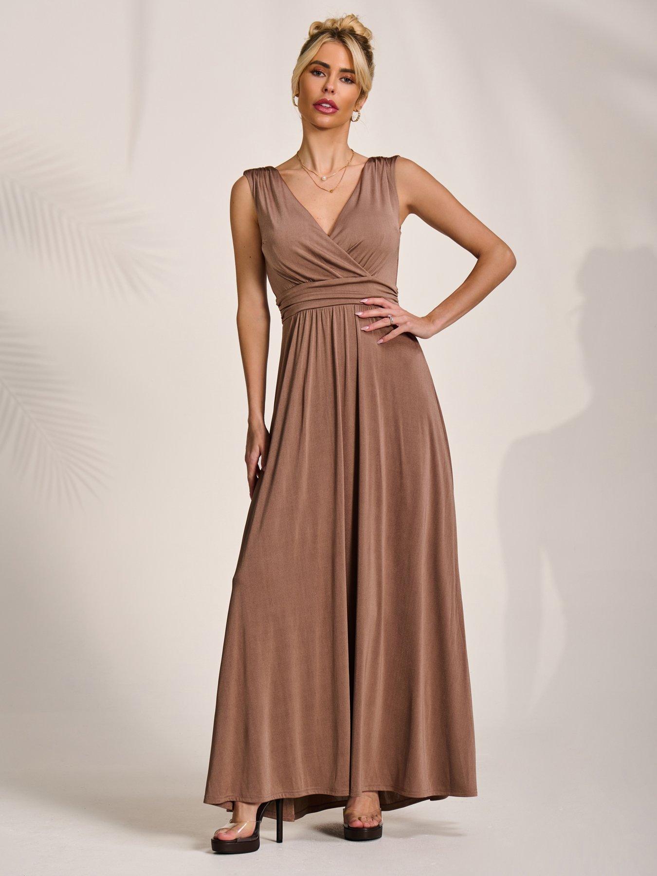 chinese dress ladies Ella Wrap Bodice Jersey Maxi Dress, Steel Blue  Jolie Moi Wholesale