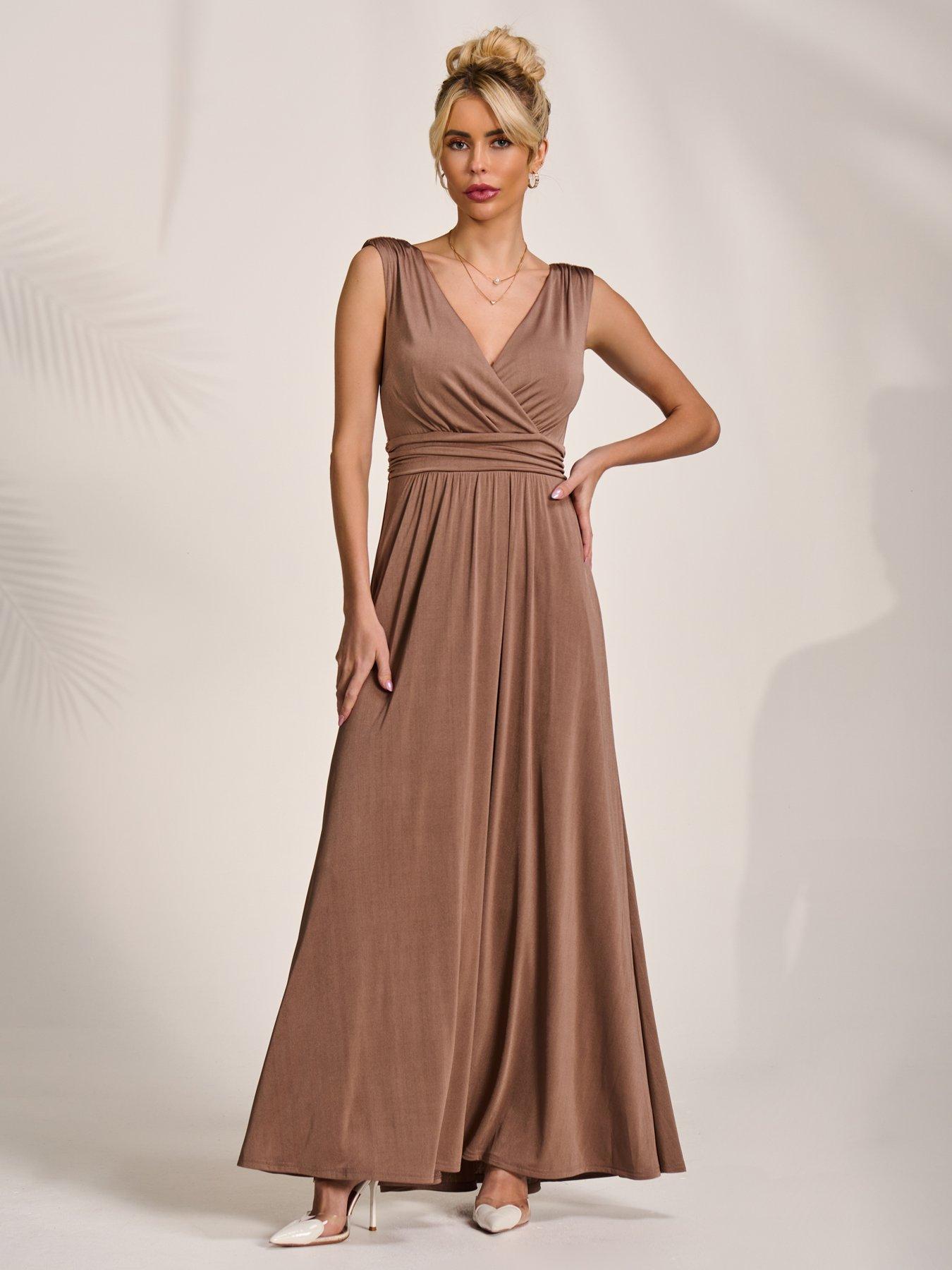 Jolie Moi Ella Wrap Bodice Jersey Maxi Dress - Brown | Very