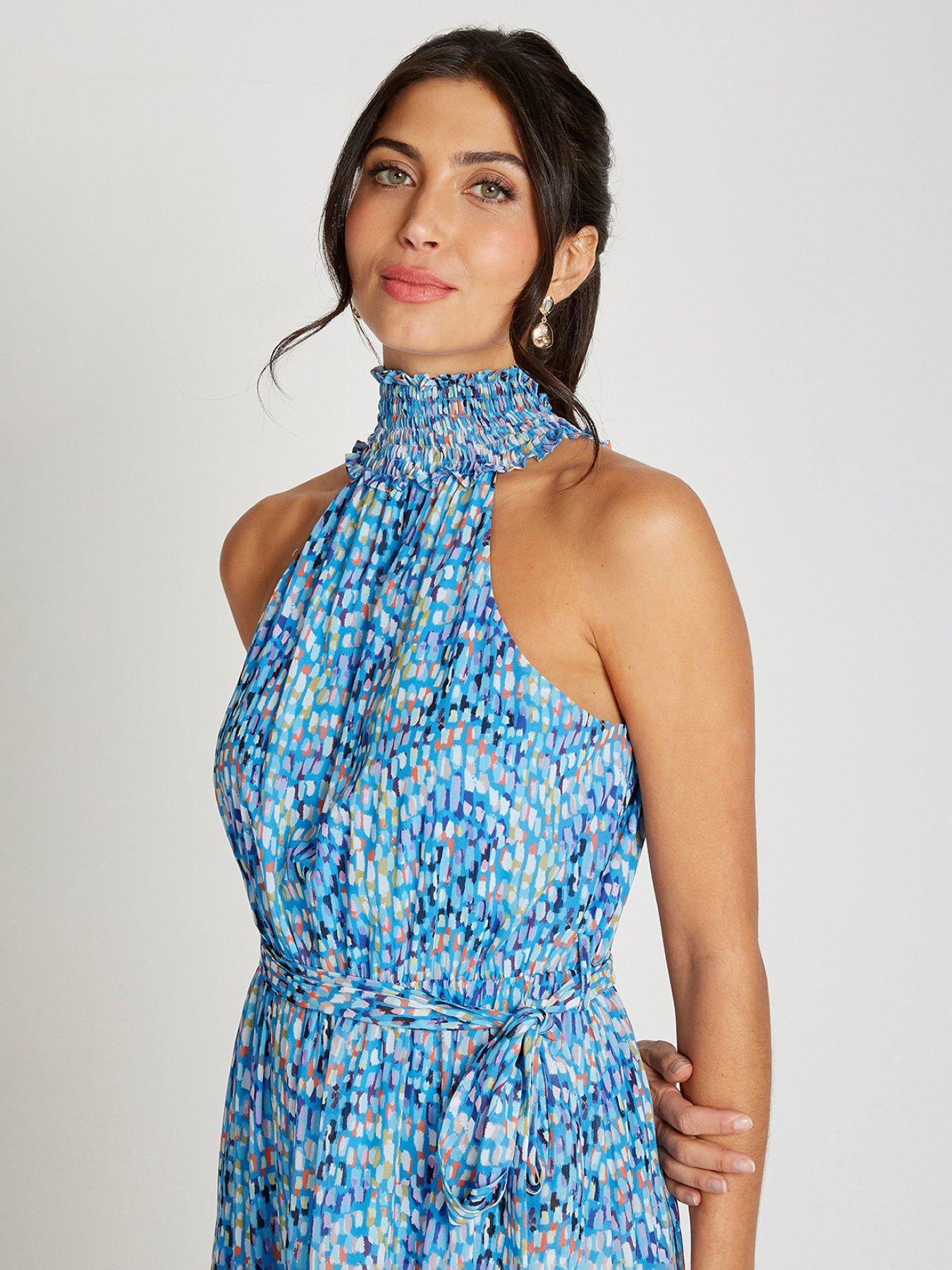Image 4 of 4 of Little Mistress Print Chiffon Maxi Dress - Blue